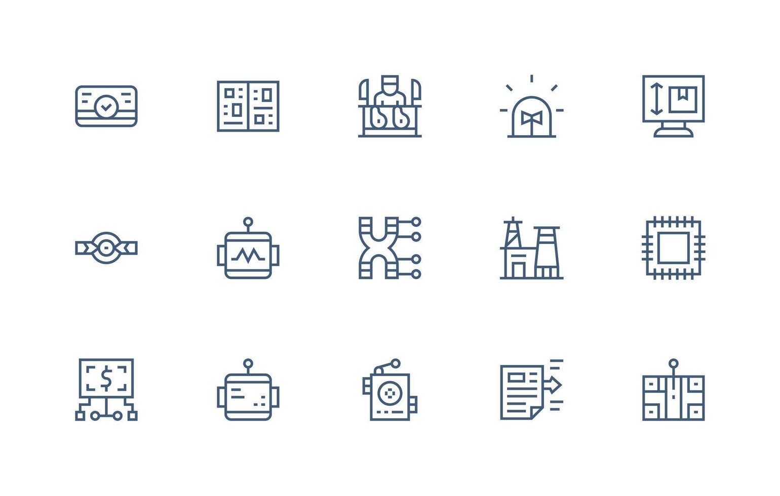 Processing Visual Pack containing 15 Regular Line Icons Icon Collection Set vector