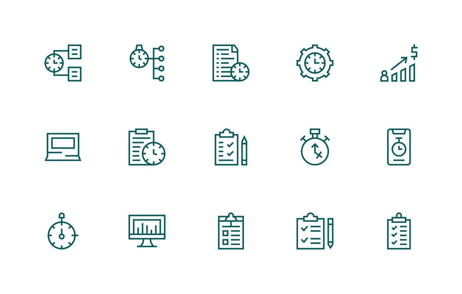 15 Icons for Productivity in Regular Line Format Line Icon Collection vector