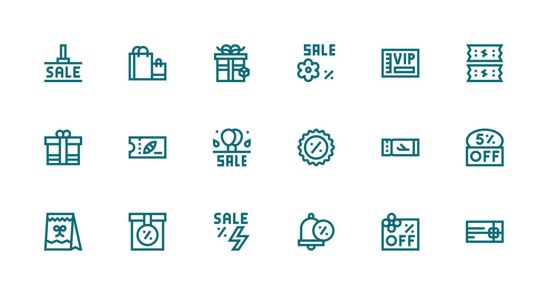 Strong Stroke Line Style Discount Icons with 18 Vectors Interface Icon Collection for Daily Projects