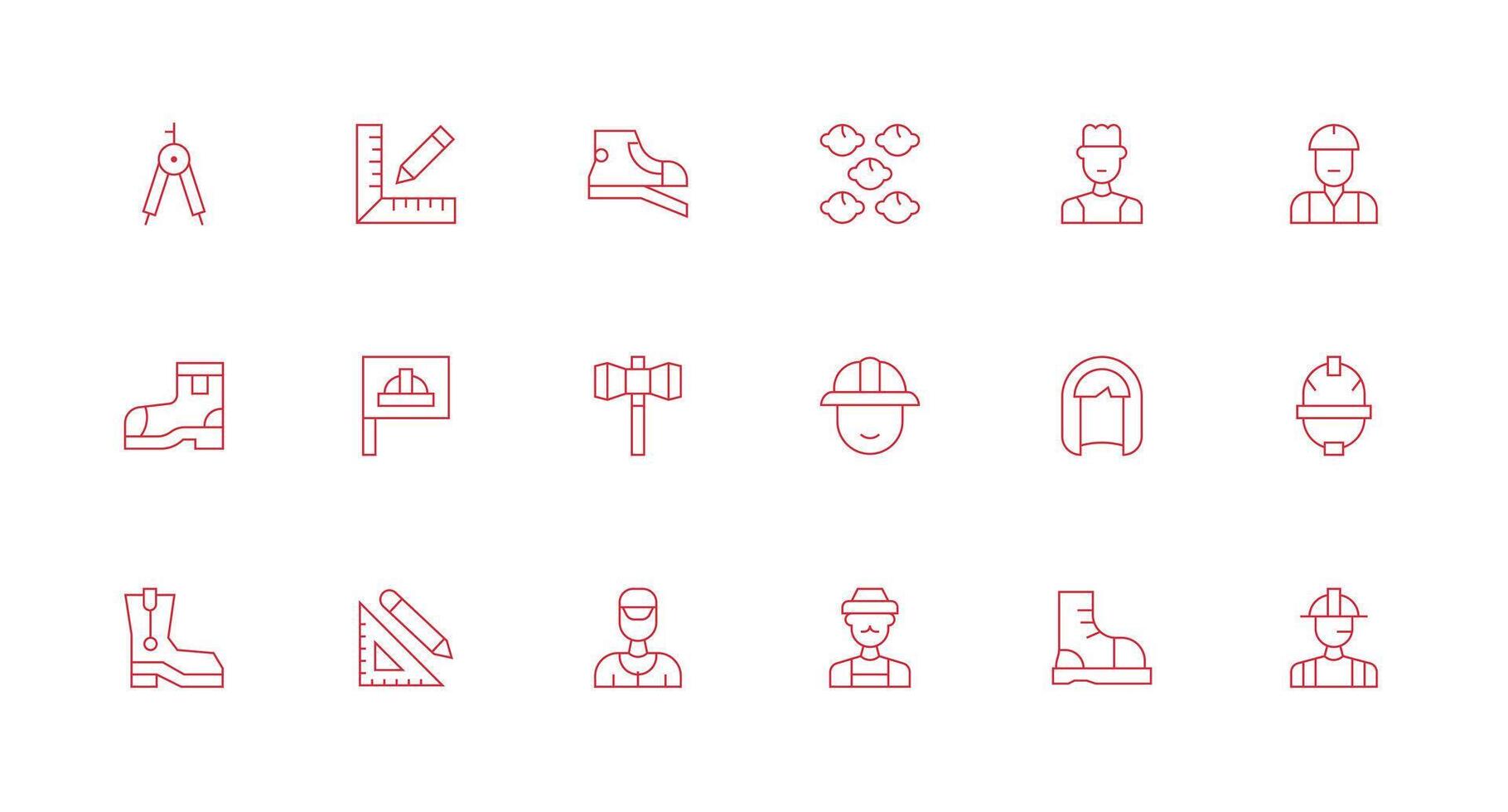 Engineer Design Icons featuring 18 in Minimal Line Style Neat Icon Set vector