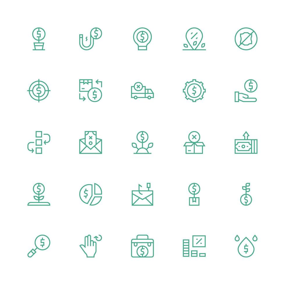 Return Design Icons featuring 25 in Medium Stroke Outline Style Clean Icon Collection for Web Use vector
