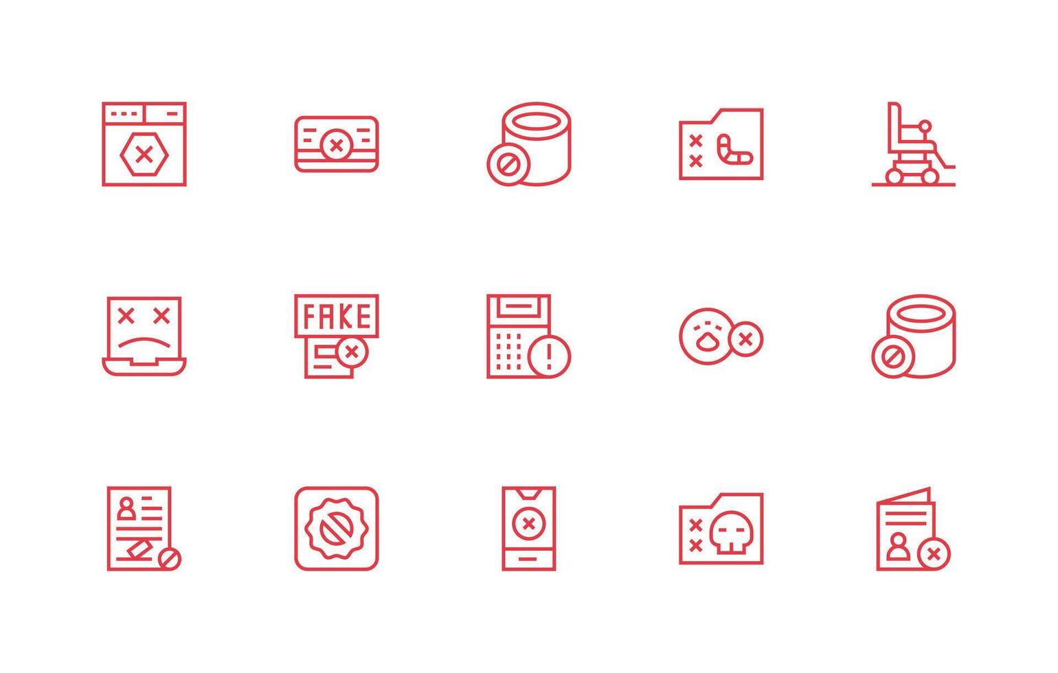 15 Invalid Icons in Regular Line Aesthetic Interface Icon Collection vector