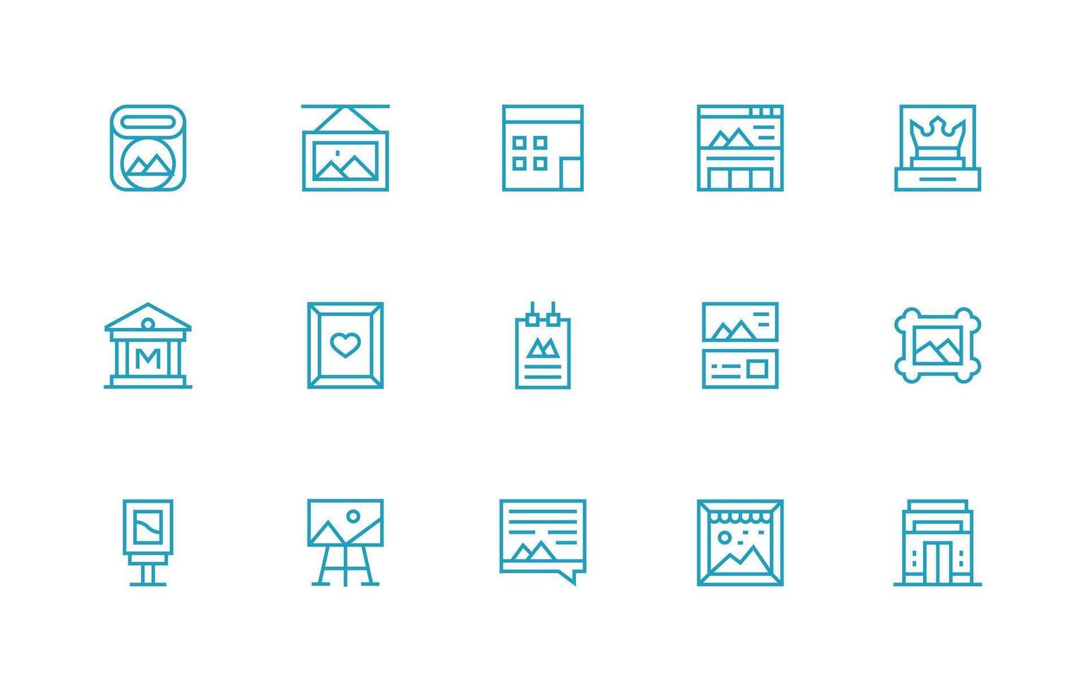 15 Regular Line Vectors for Gallery Theme Style Icon Set