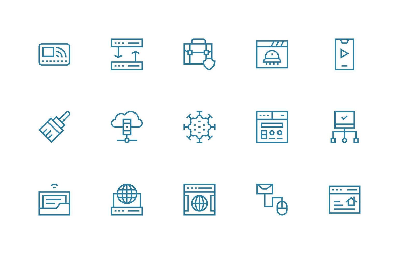 15 Regular Line Designs for Internet Icons Fully Editable Icon Set for Web vector