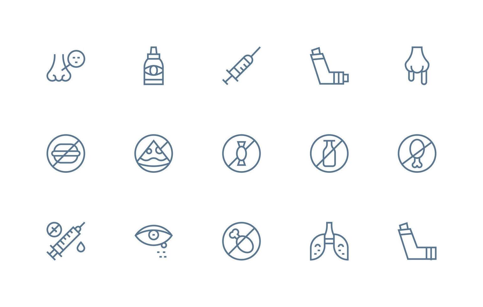 15 Regular Line Icons for Allergy Graphics Basic Icon Series vector