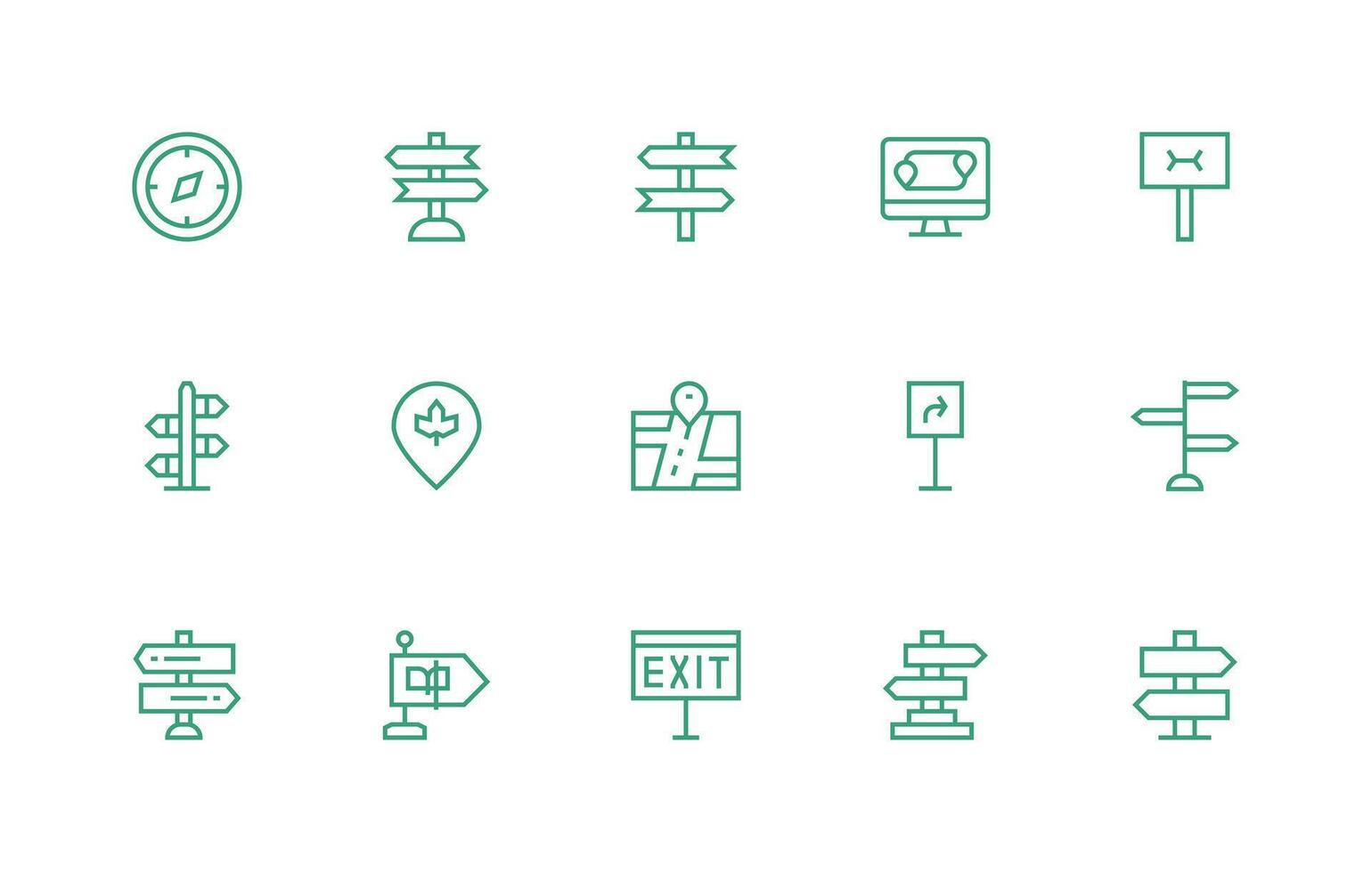 Wayfinding featuring 15 Icons in Regular Line Design User Interface Icons for Digital Products vector