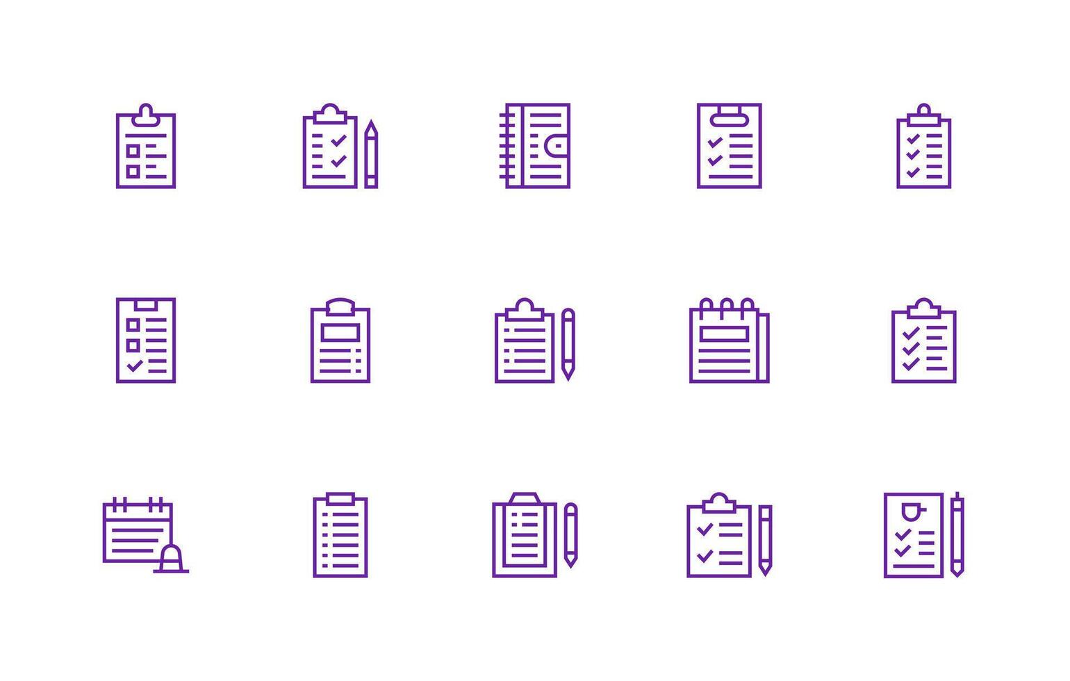 15 Regular Line Designs for ToDo List Icons Well-Structured Icons for Creative Use vector