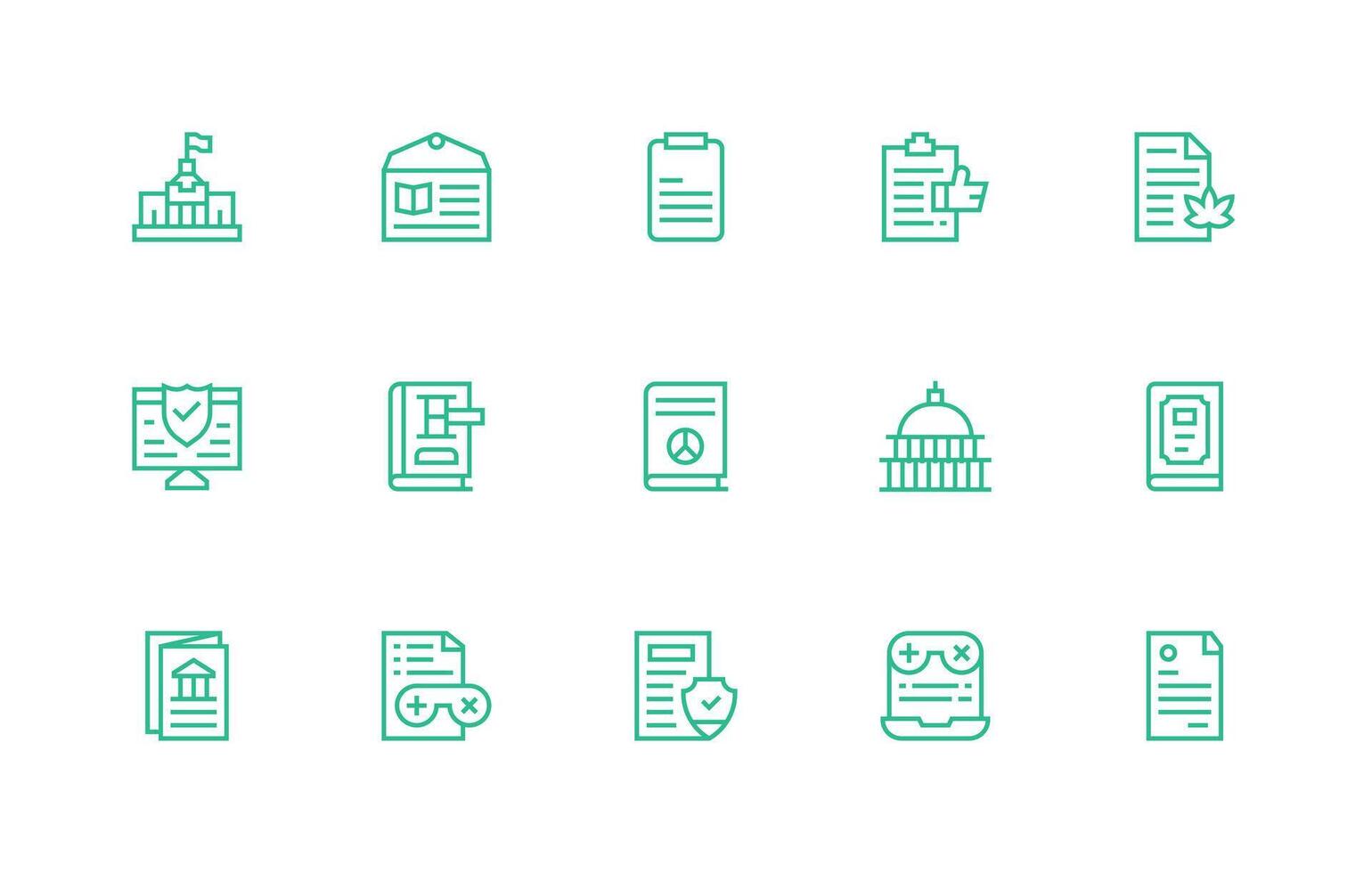 15 Regular Line Style Icons from Policy Collection Simplified Icon Pack for Visual Tools vector