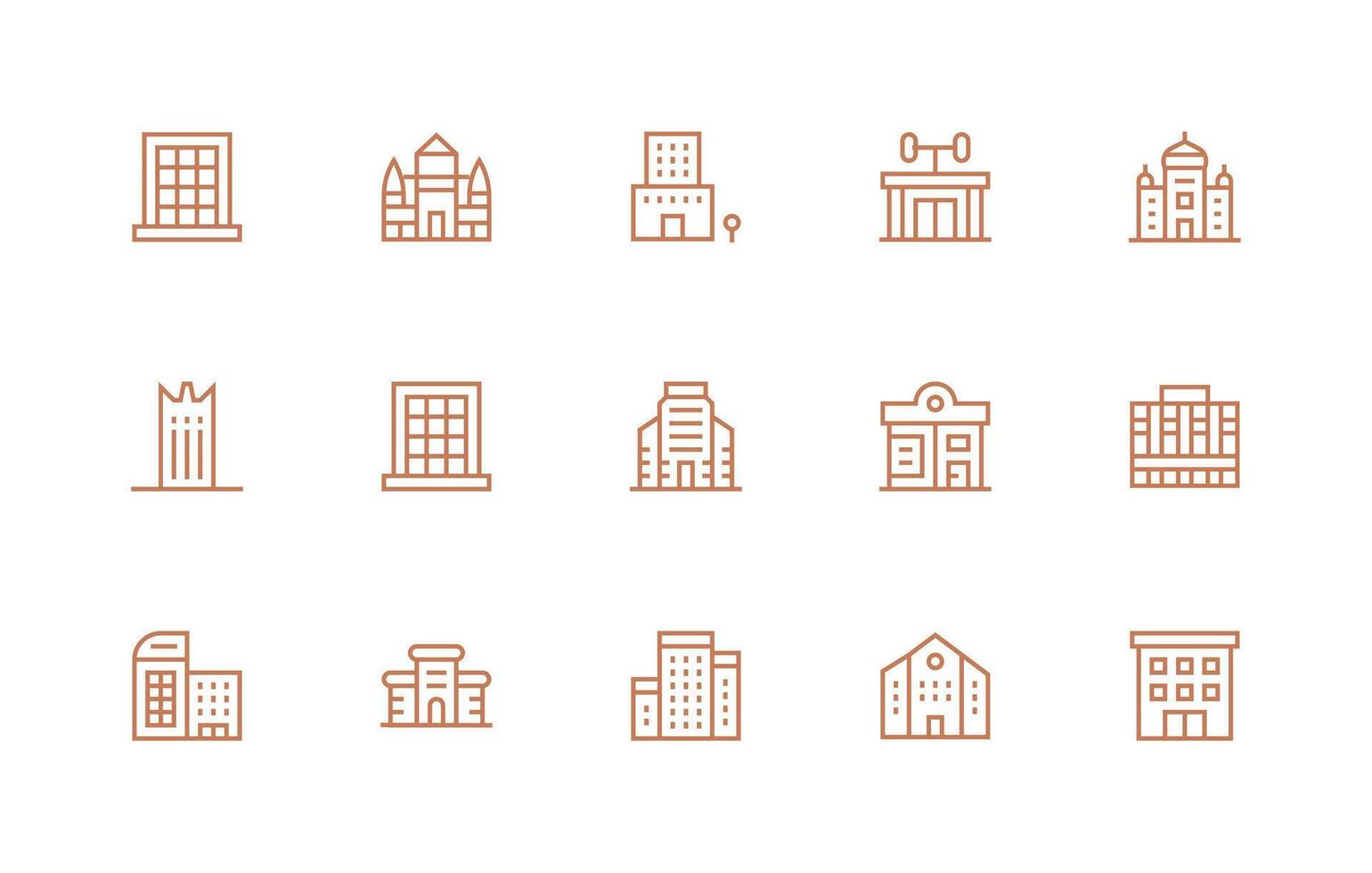 Regular Line Icons from Modern Building Set with 15 Vectors Display Icon Pack