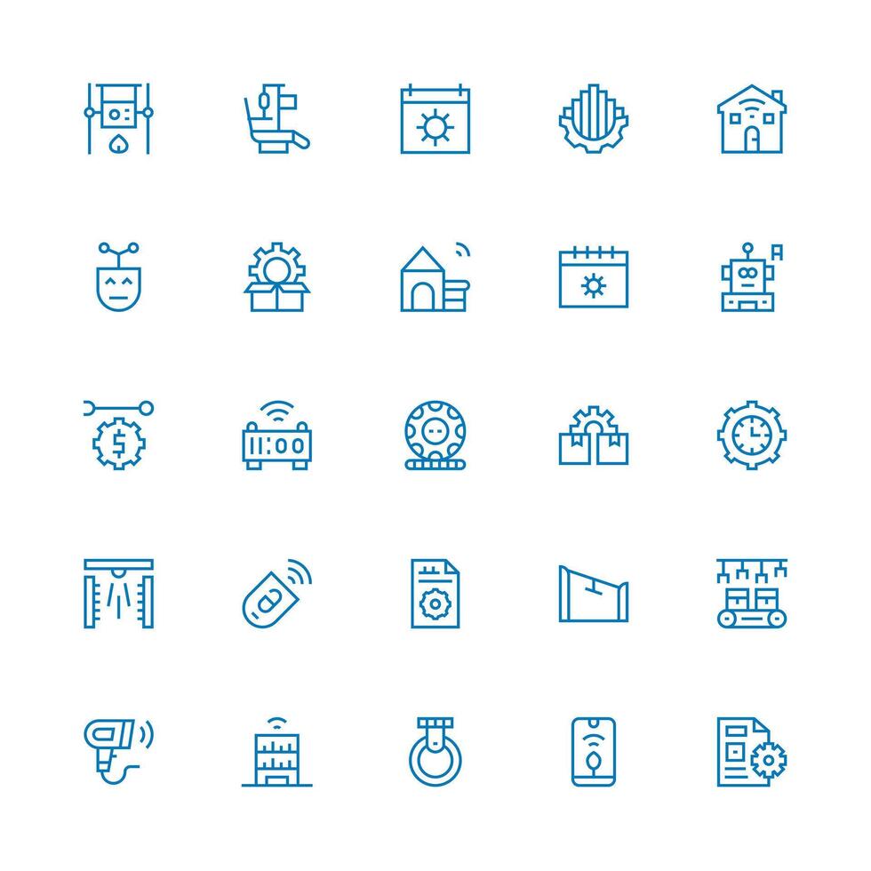 25 Medium Stroke Outline Icons for Automation Graphics Icon Pack for UI vector