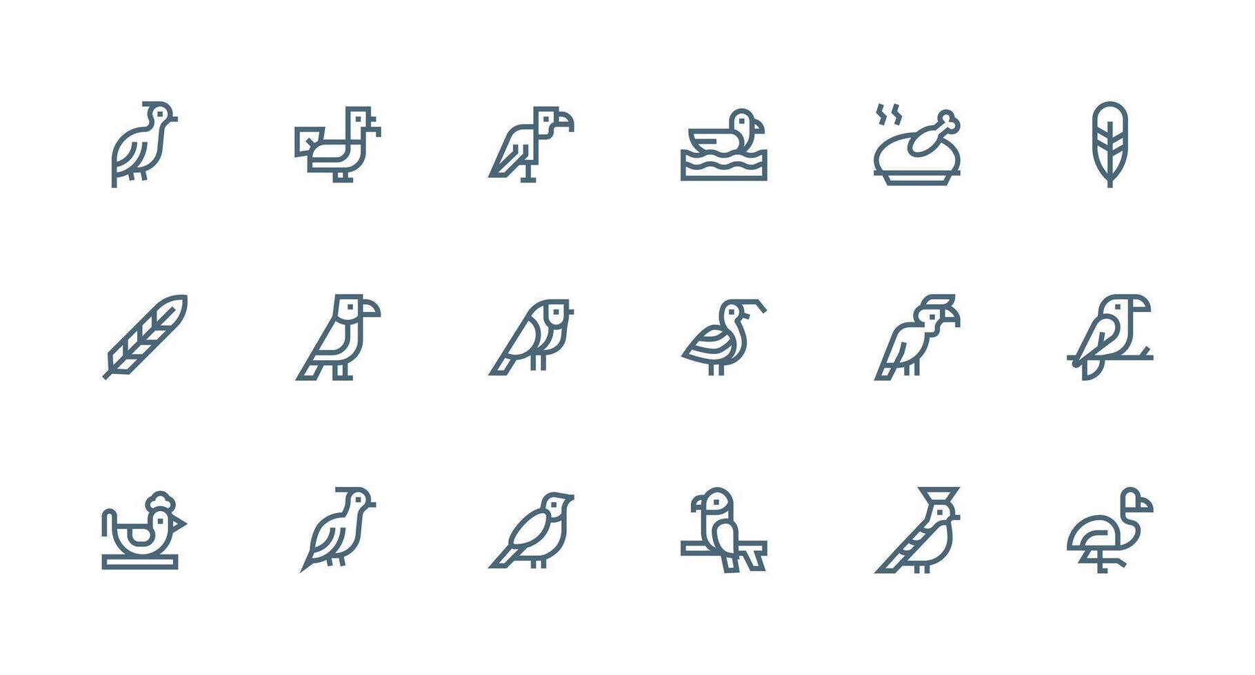 Avian Visual Pack containing 18 Strong Stroke Line Icons Interface Icon Collection for Daily Projects vector