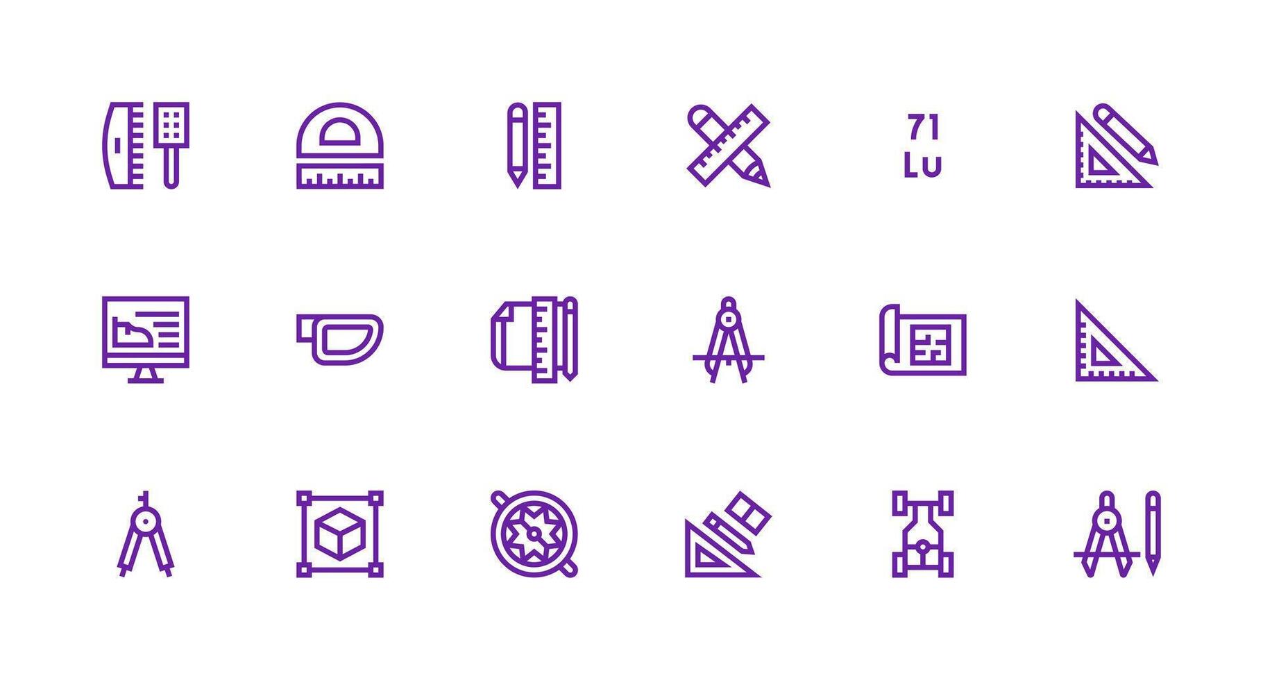 Strong Stroke Line Style Technical Drawing Icons with 18 Vectors Well-Structured Icons for Creative Use