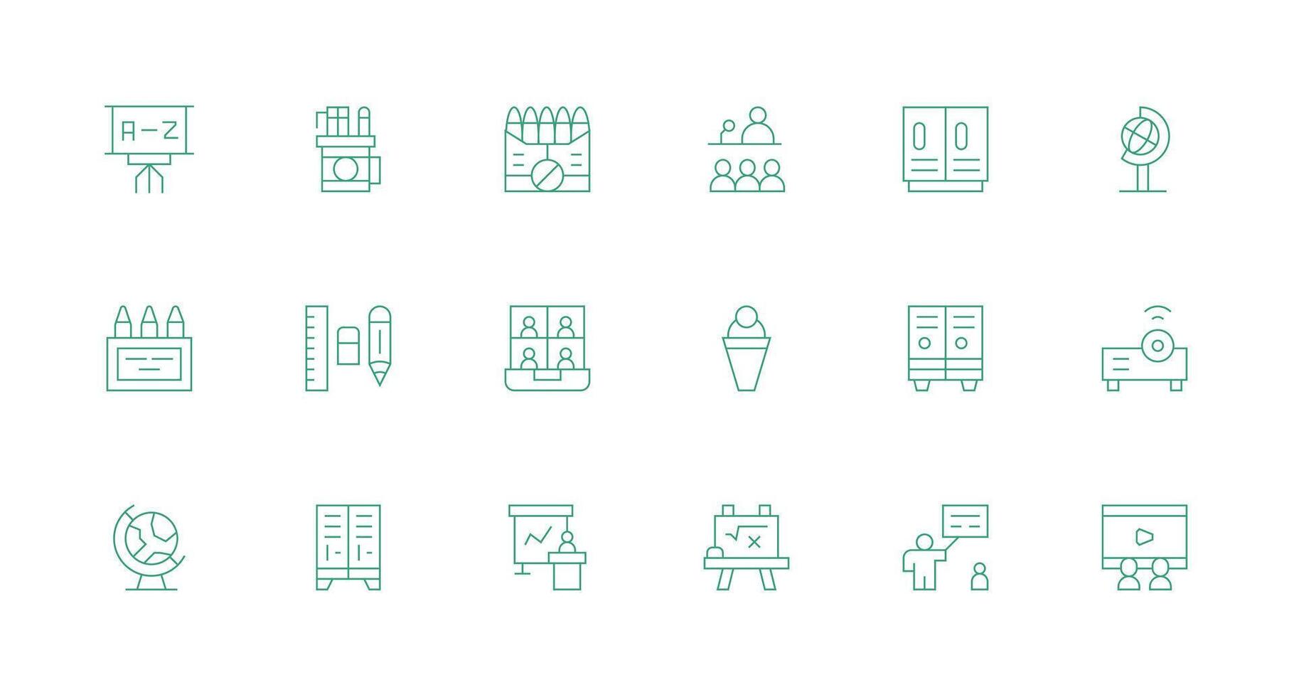 18 Minimal Line Style Icons from Classroom Collection Basic Icon Series vector