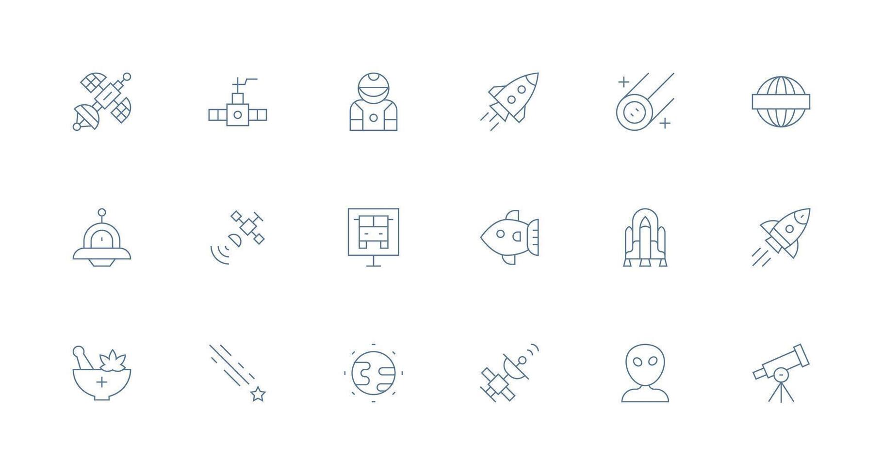 Minimal Line Style Space Icons with 18 Vectors Flexible Icon System for Web Interfaces