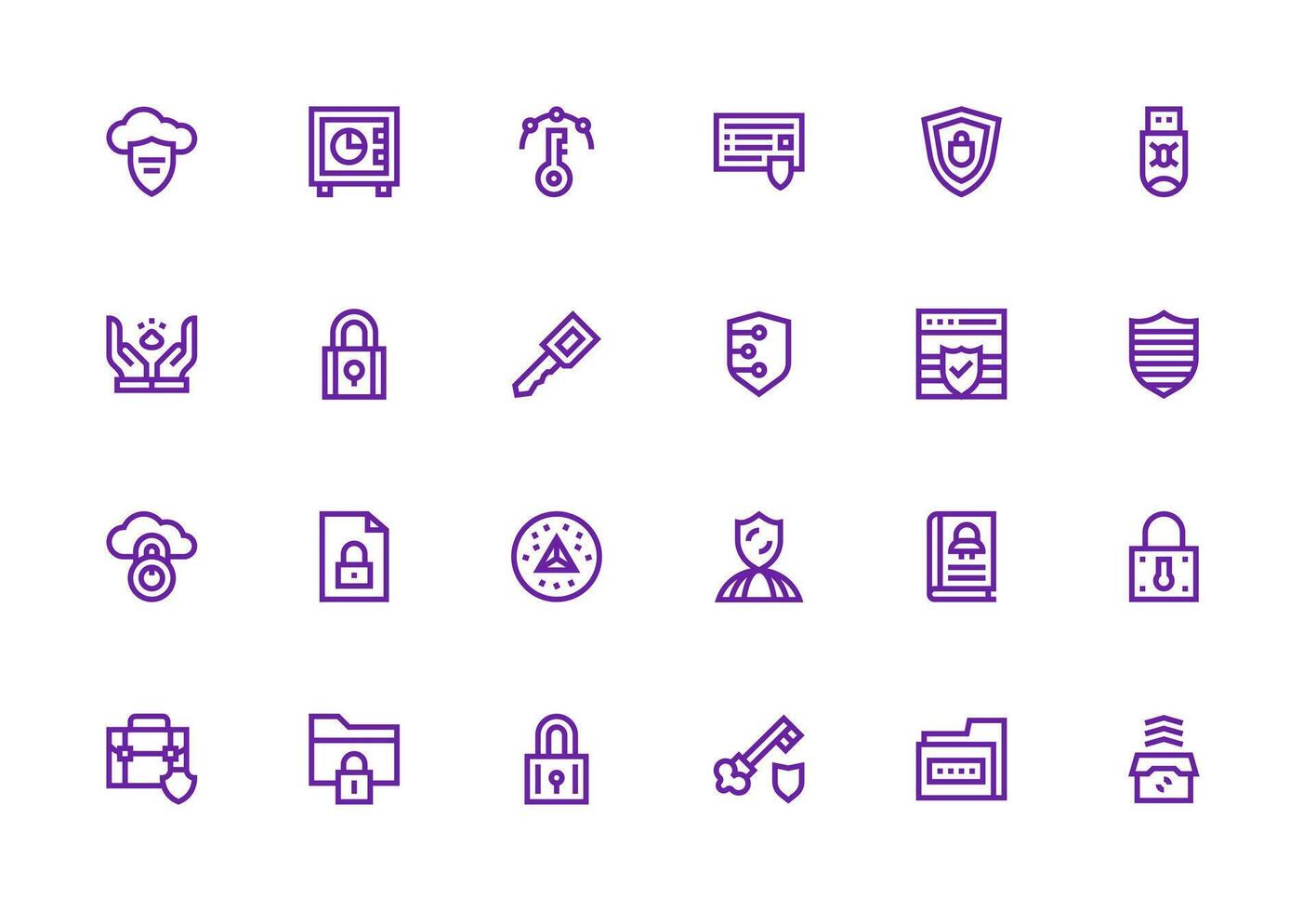 24 Thick Line Line Designs for Encryption Icons Interface Icon Collection for Daily Projects vector
