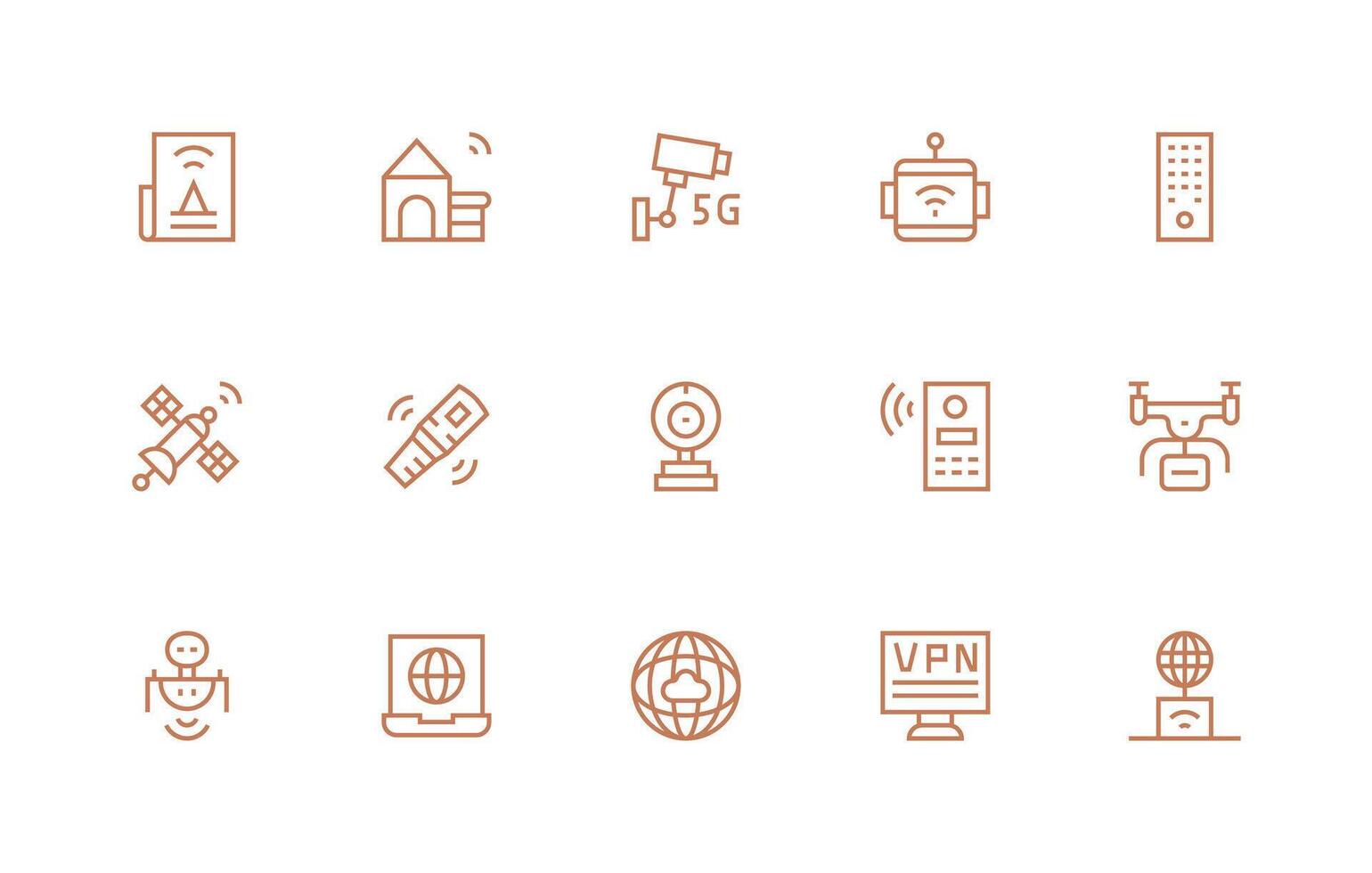 15 Regular Line Designs for Remote Icons Simplified Icon Pack for Visual Tools vector