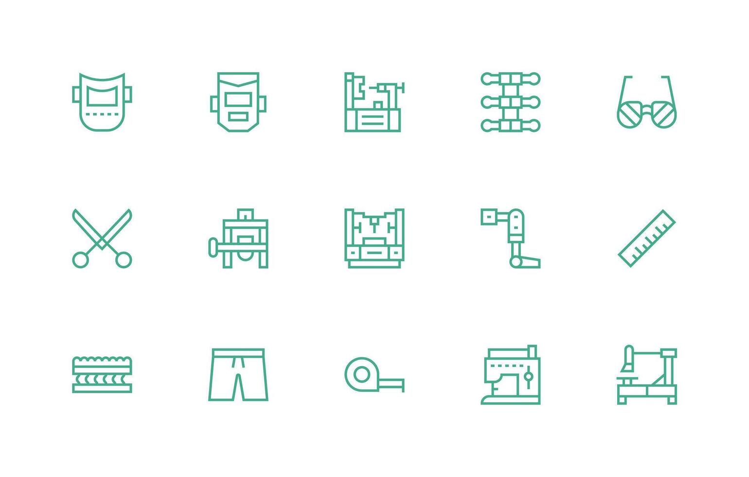 15 Icons for Fabrication in Regular Line Format Simple Icon Pack vector