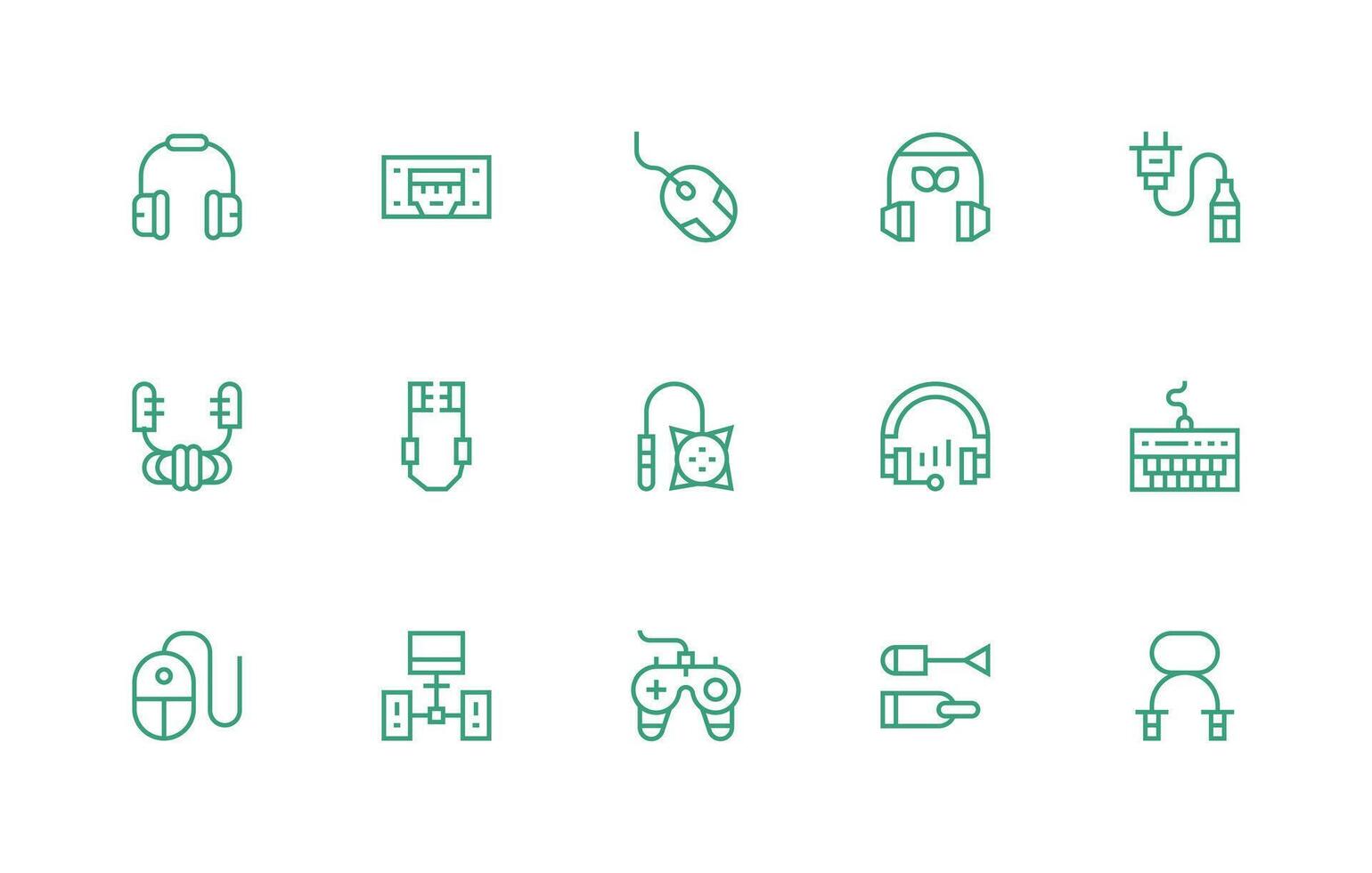 Wired Icon Set with 15 Regular Line Graphics High-Quality Icon Pack vector