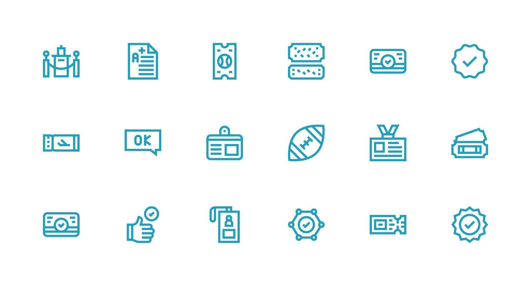 18 Icons for Pass in Strong Stroke Line Format Web Icon Collection vector