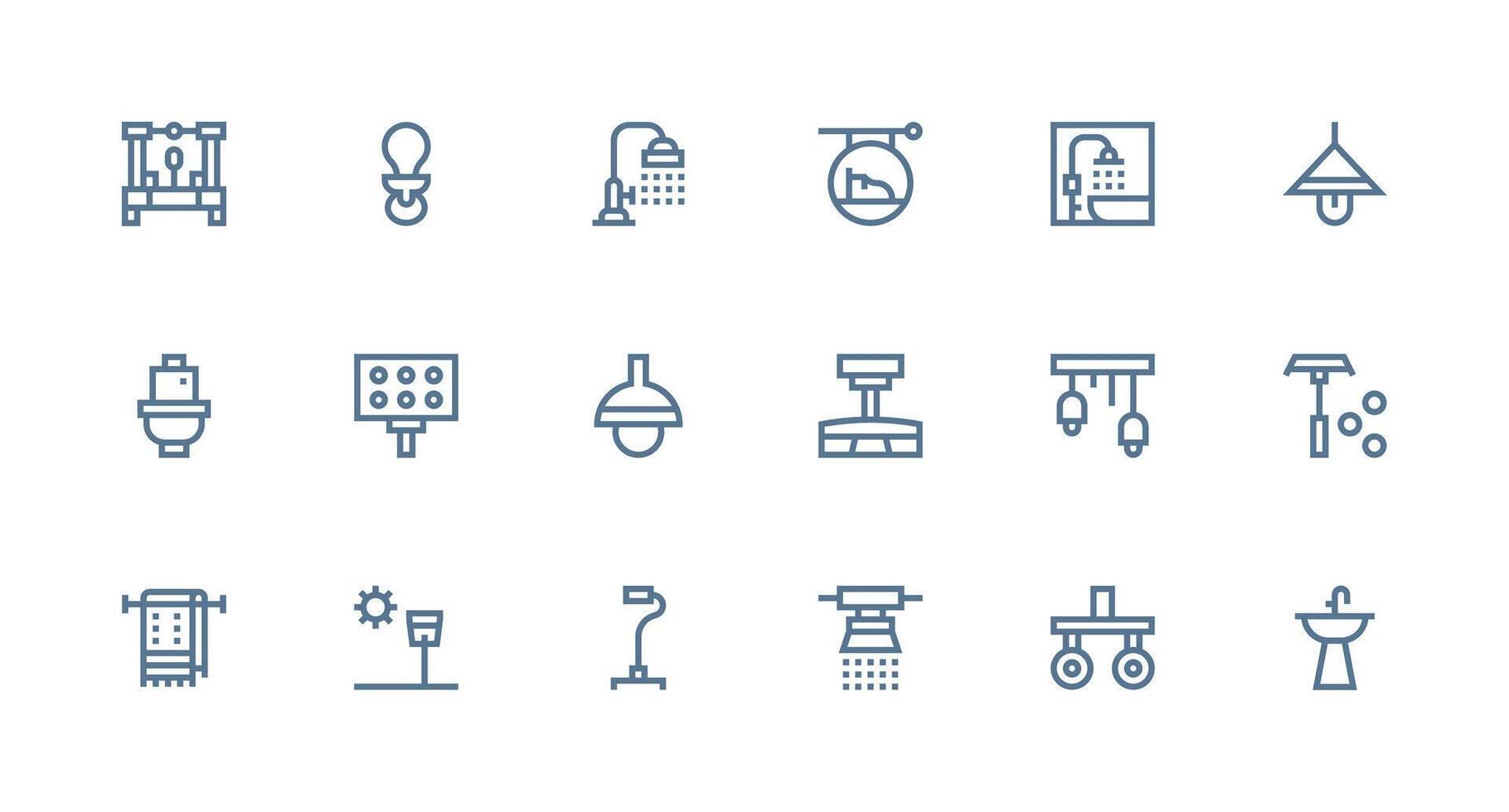 Fixture Icon Set with 18 Strong Stroke Line Graphics High-Resolution Icons for Any Platform vector