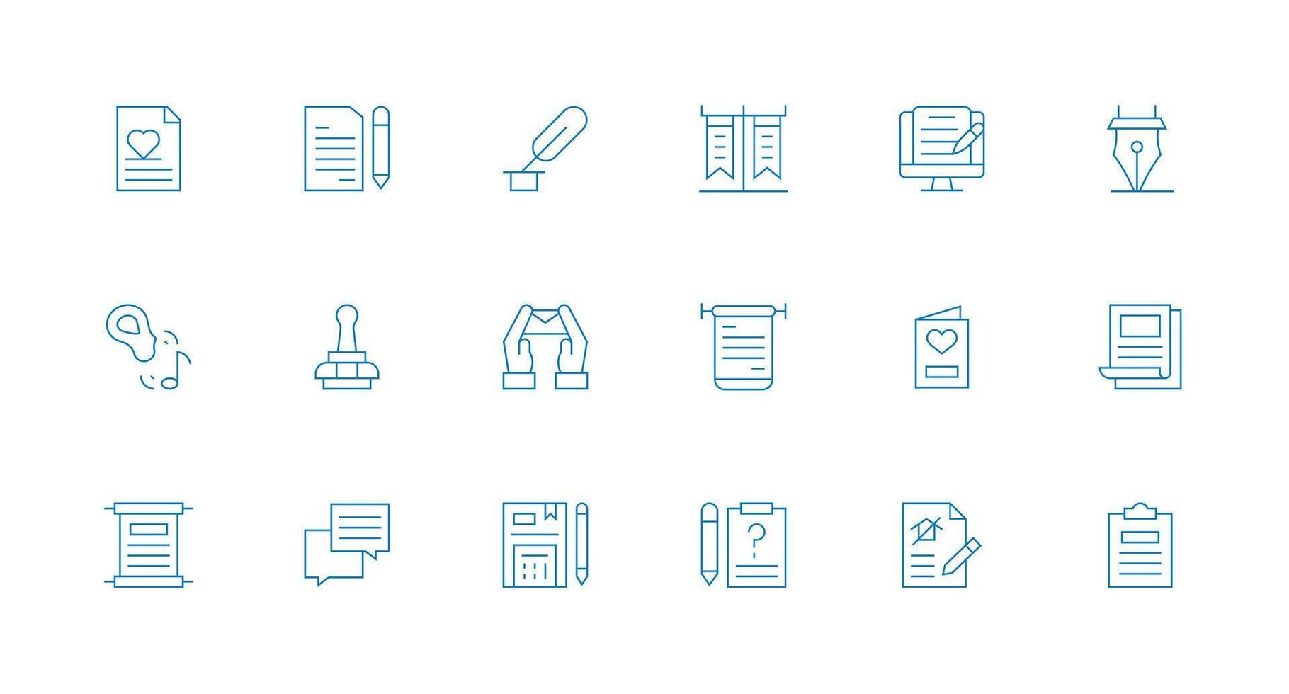 Note featuring 18 Icons in Minimal Line Design Simple Icons for Interface and Wireframes vector