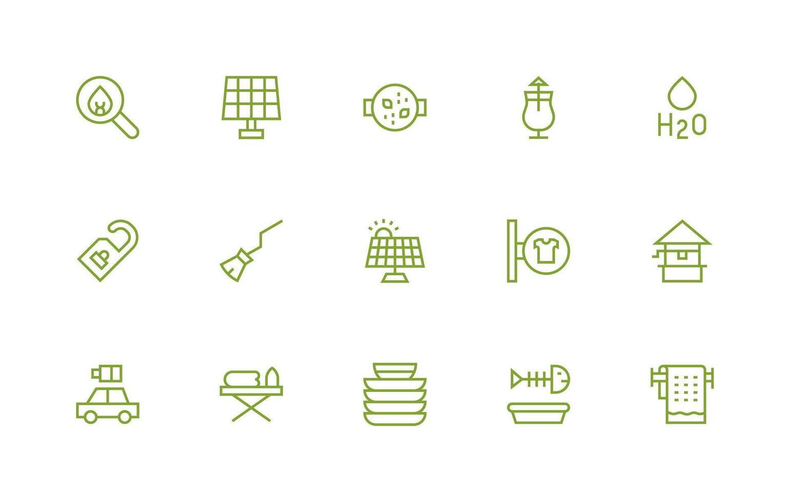 Clean Visual Pack containing 15 Regular Line Icons Basic Icon Series vector