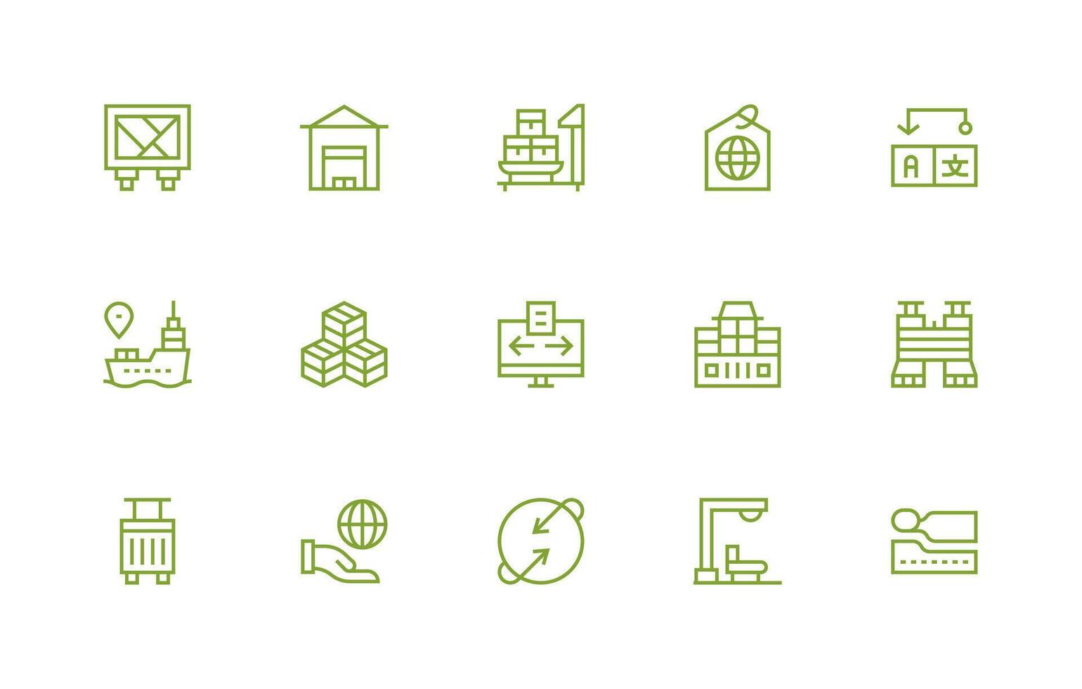 15 Icons for Import in Regular Line Format Interface Icon Collection vector