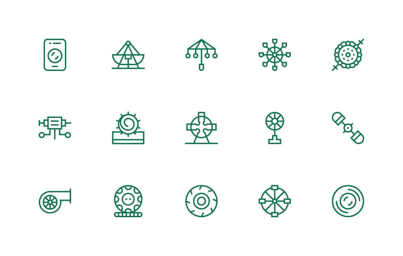 Rotating Set with 15 Regular Line Icons Reliable Icons for All Interfaces vector