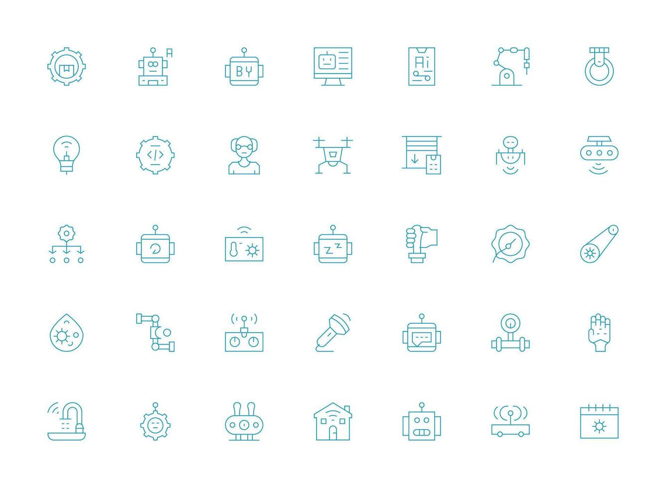 Automation featuring 35 Icons in Light Line Design Fully Editable Icon Set for Web vector