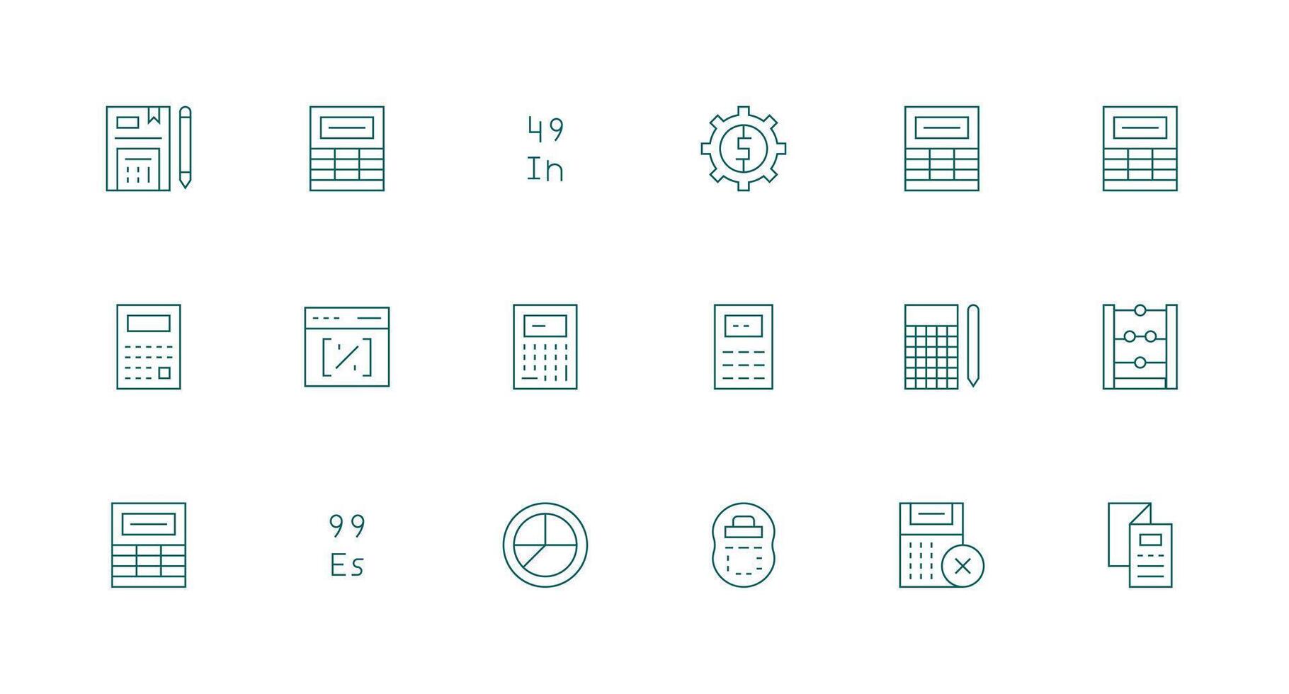 Calculation Icon Collection with 18 Minimal Line Designs Essential Icons for Rapid UI Building vector