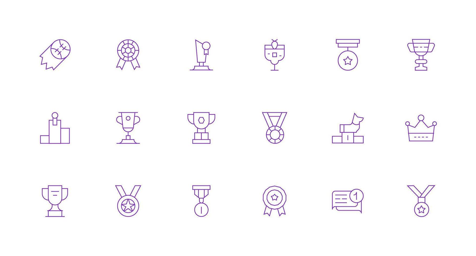 Minimal Line Style First Place Icons with 18 Vectors Full Icon Library for UI Designers