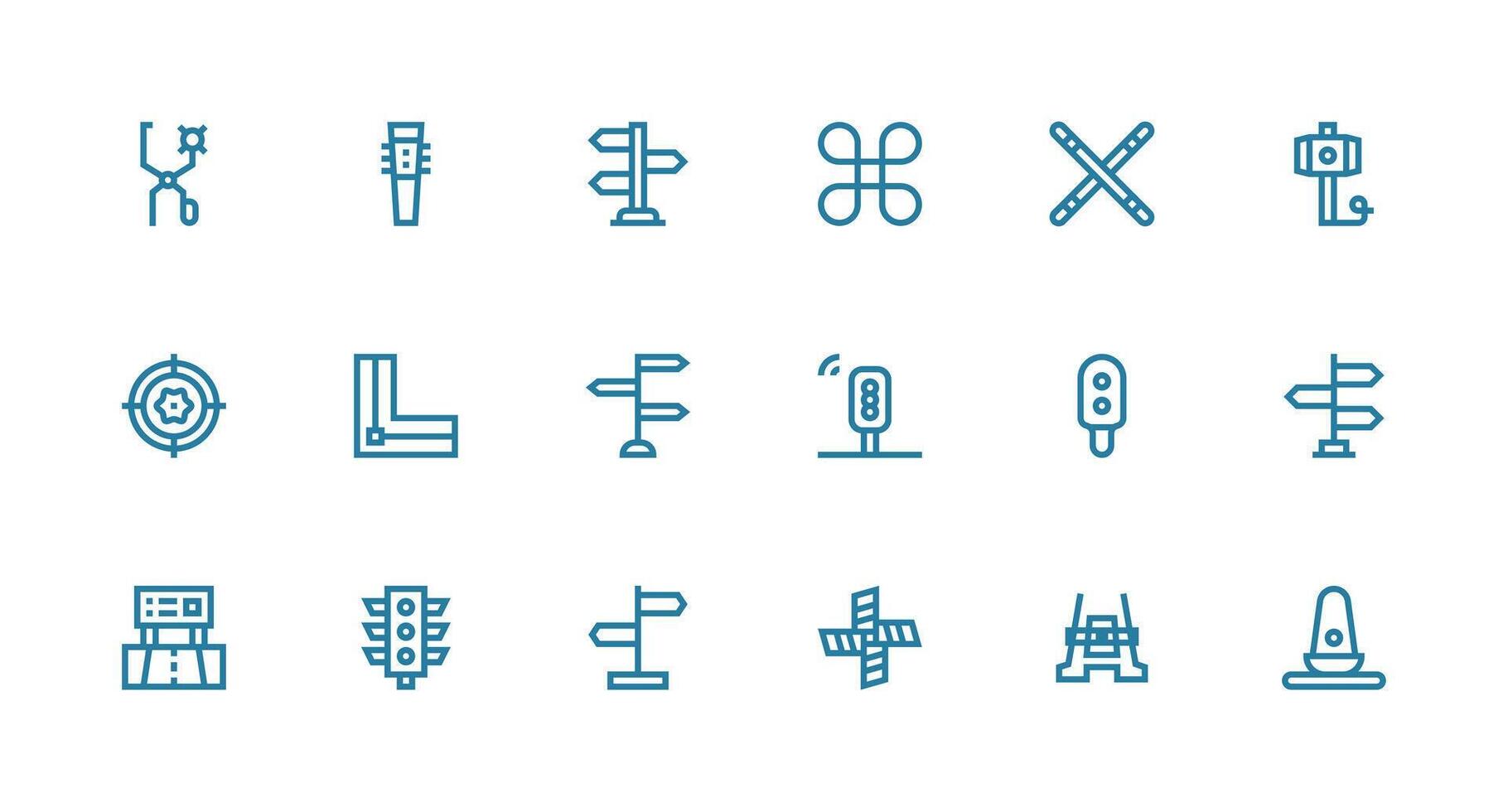 Intersection Icon Collection with 18 Strong Stroke Line Designs Clean Icon Set Icon Pack for UI Projects vector