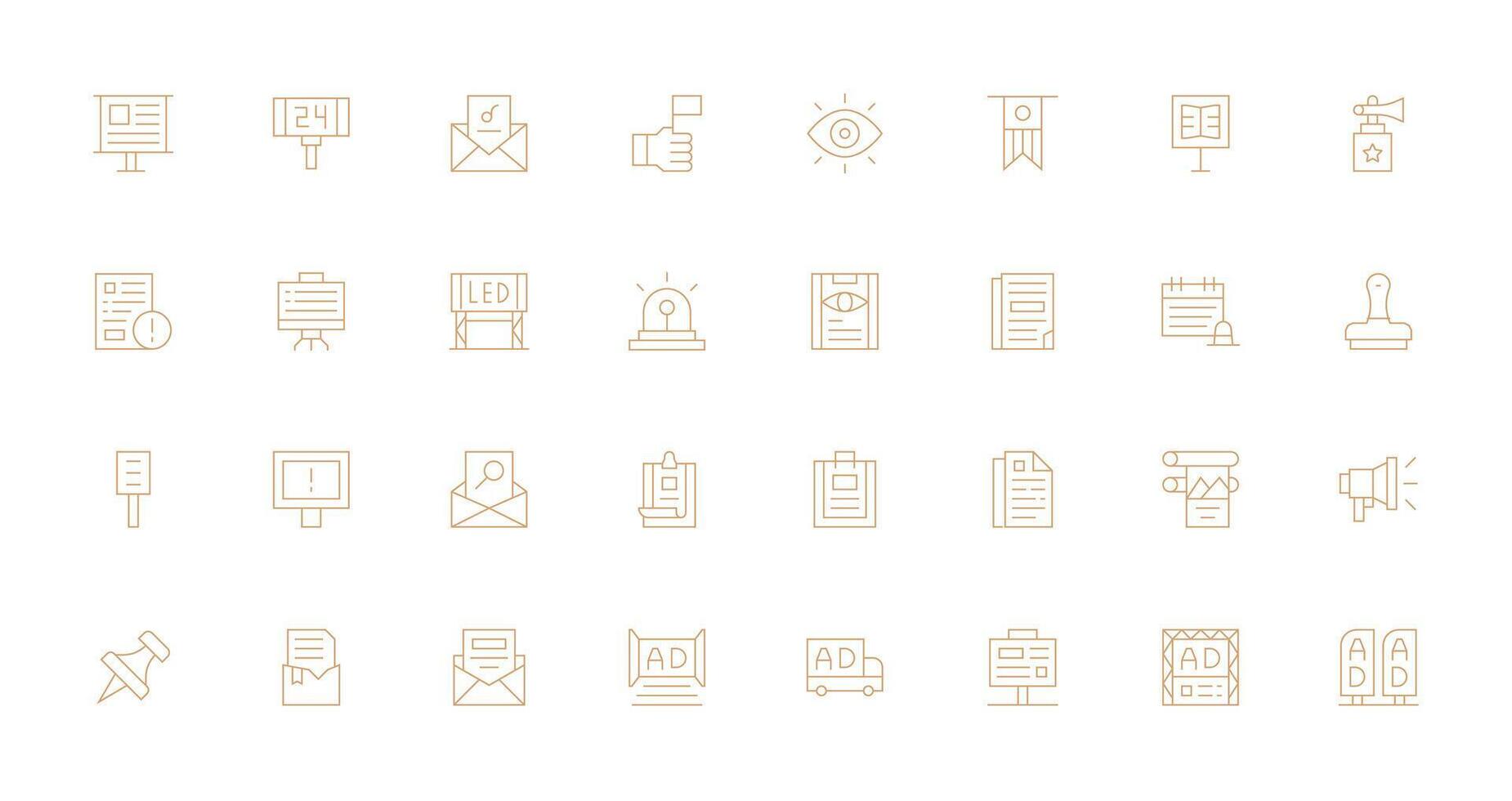 32 Thin Line Style Icons from Notice Collection Lightweight Icon Series for Fast Prototypes vector