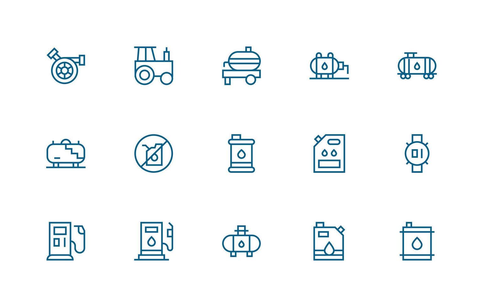 Gasoline Design Icons featuring 15 in Regular Line Style Neatly Designed Icons for Web Platforms vector