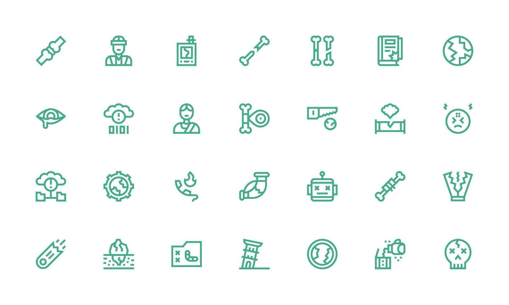 Broken Visual Pack containing 28 Bold Line Icons Multi-Style Icons for Creative Projects vector
