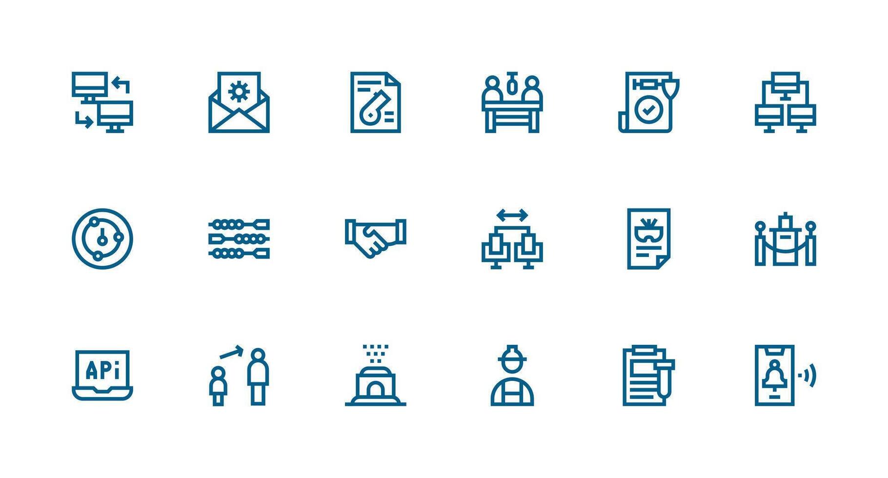 Protocol including 18 Strong Stroke Line Illustrations Customizable Icon Series for Mobile Screens vector