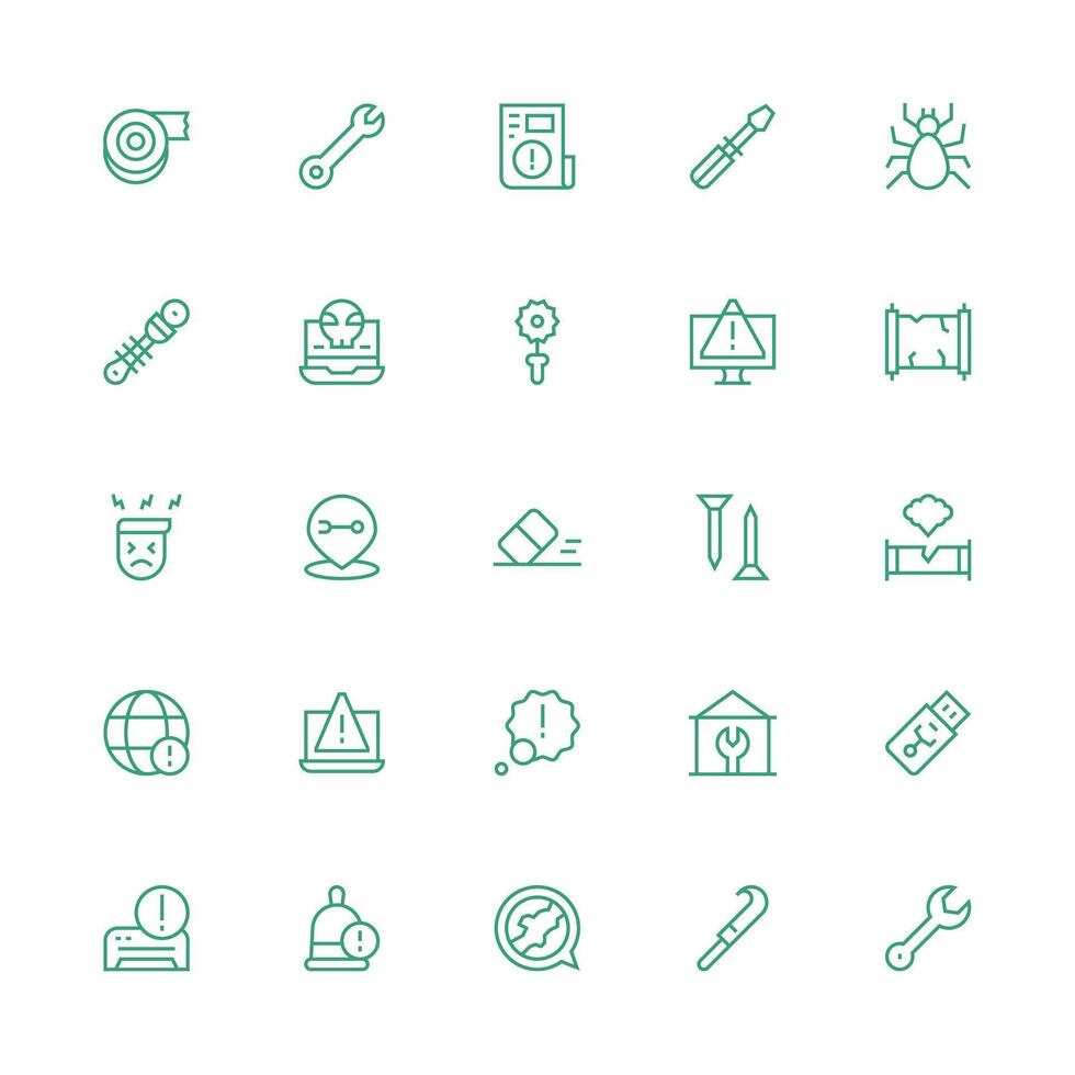 25 Medium Stroke Outline Vectors for Fix Theme Simple Icons for Interface and Wireframes