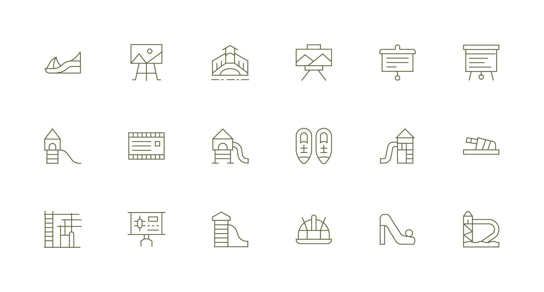 Slide Icon Set with 18 Minimal Line Graphics UI-Ready Icon Collection vector