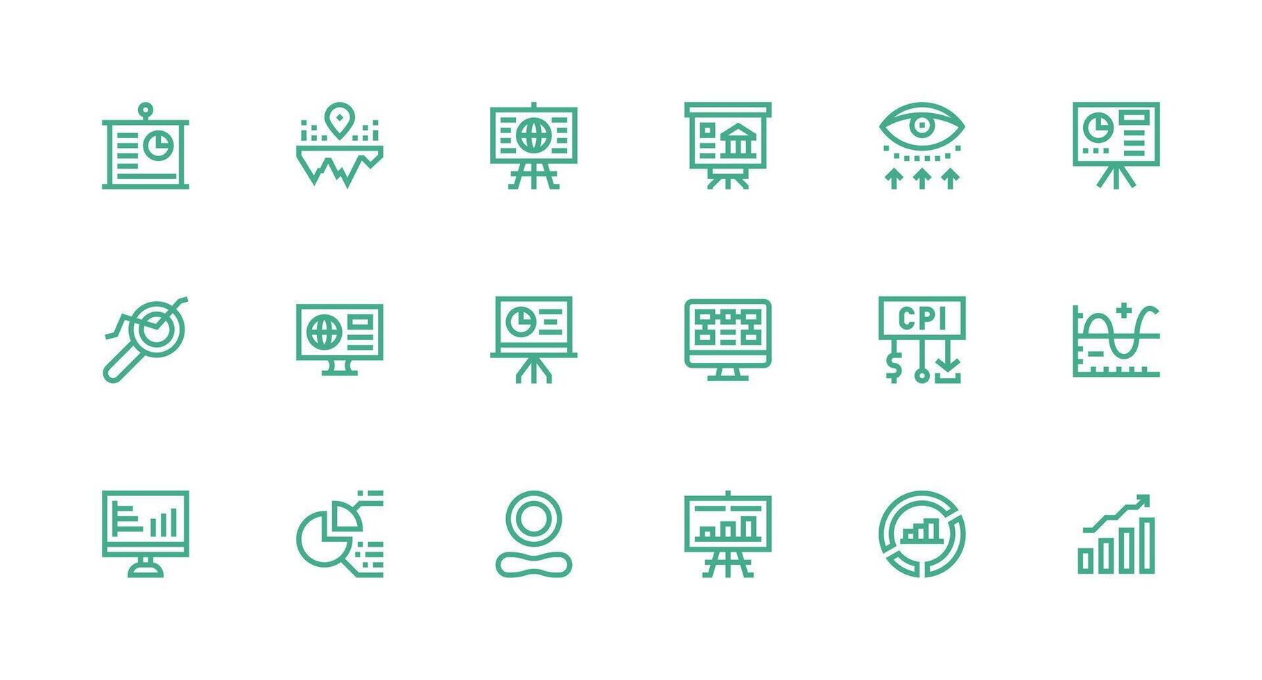18 Strong Stroke Line Designs for Data Visualization Icons Clear and Concise Icon Set Collection vector