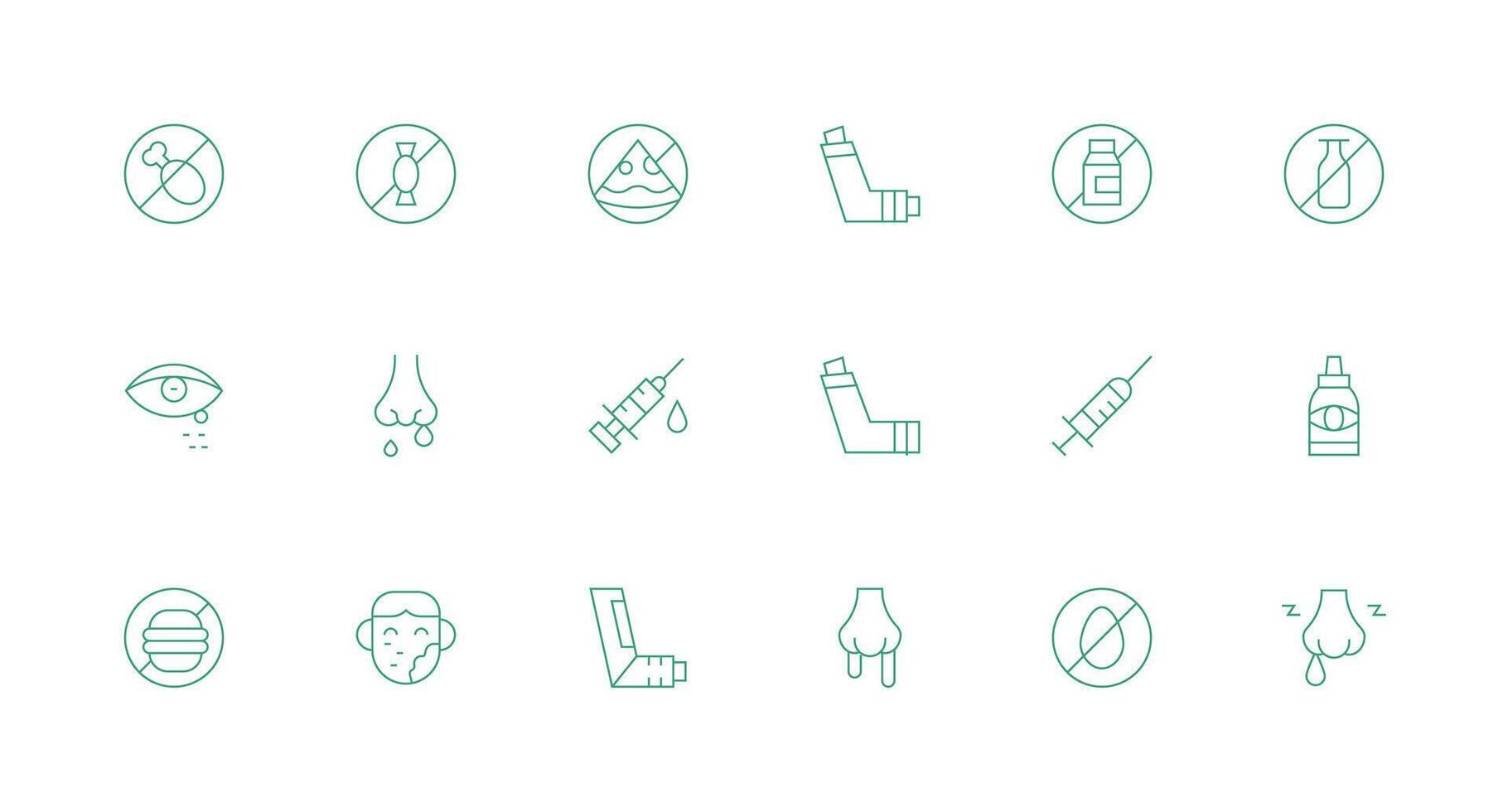 Allergy Set with 18 Minimal Line Icons Icon Collection Set vector