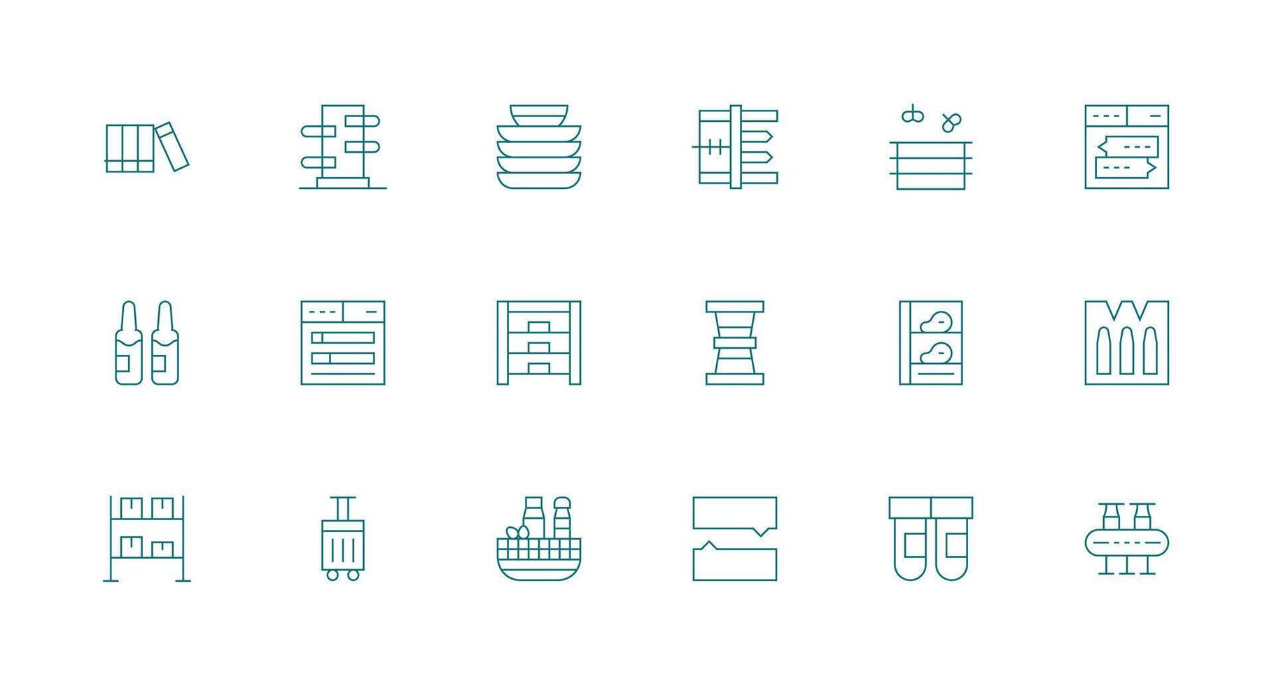 Containers Design Icons featuring 18 in Minimal Line Style Customizable Icon Series for Mobile Screens vector