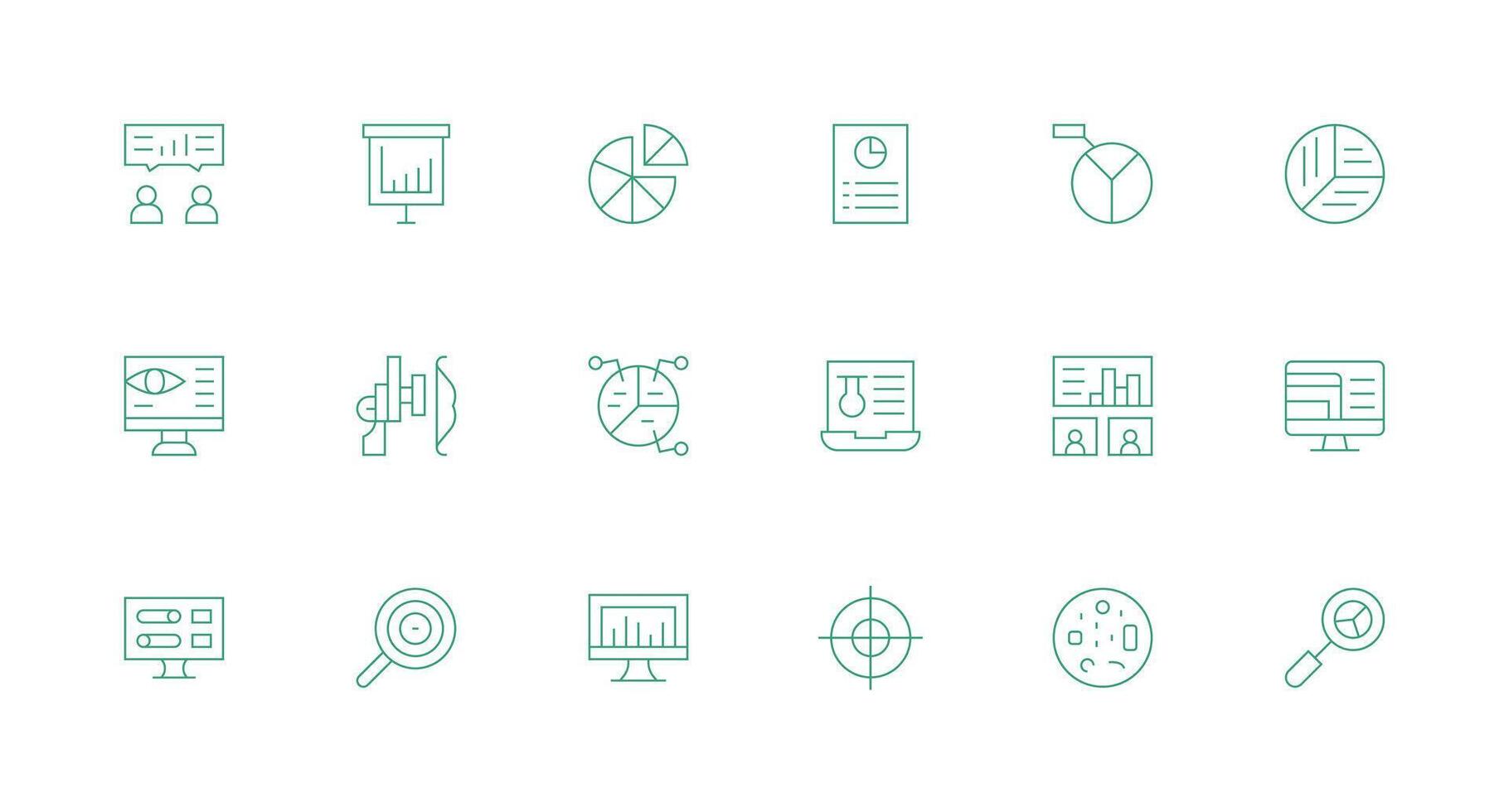 Data Visualization Icon Collection with 18 Minimal Line Designs Reliable Icons for All Interfaces vector