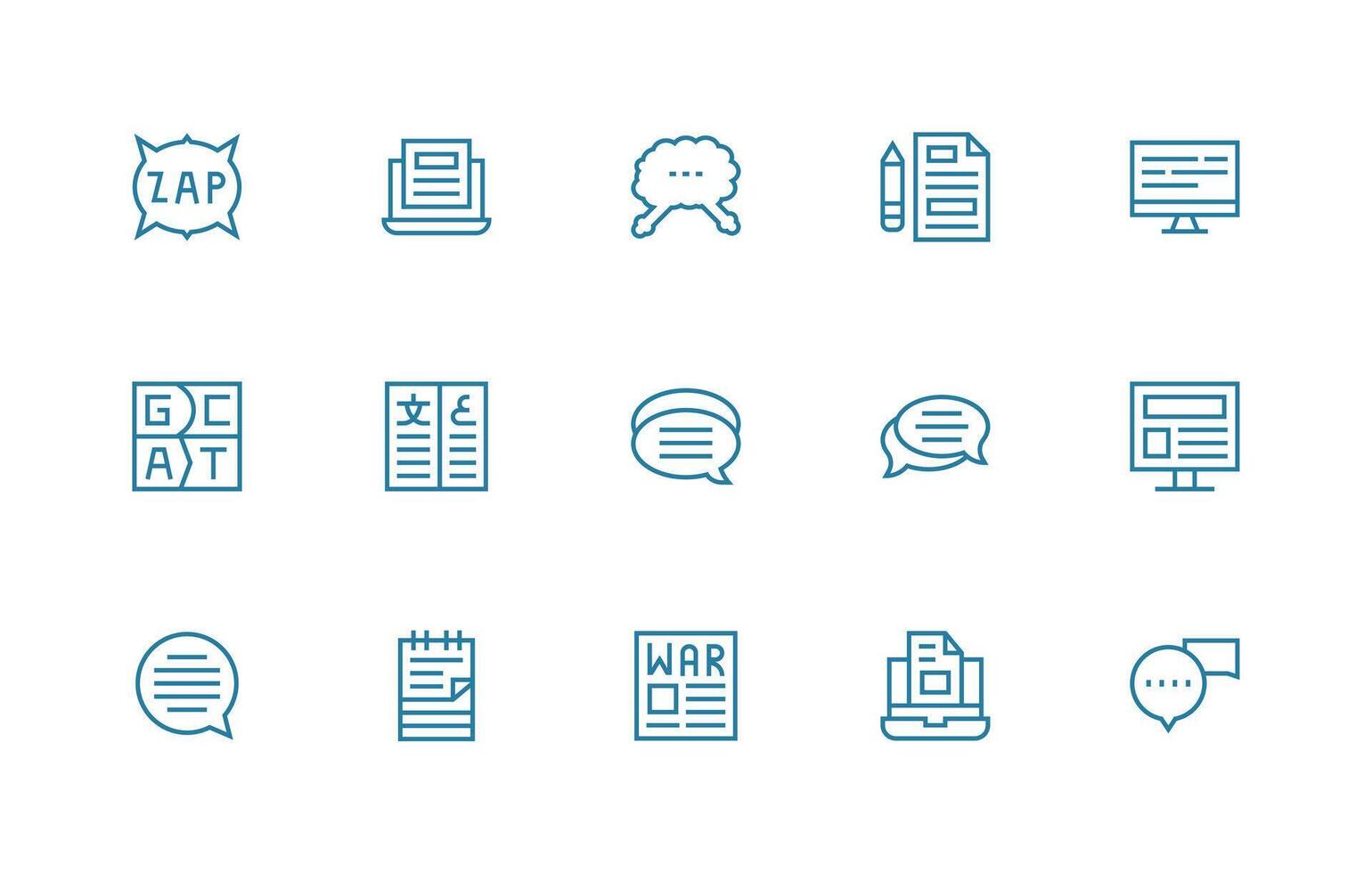 Text Icon Set with 15 Regular Line Graphics Neatly Designed Icons for Web Platforms vector