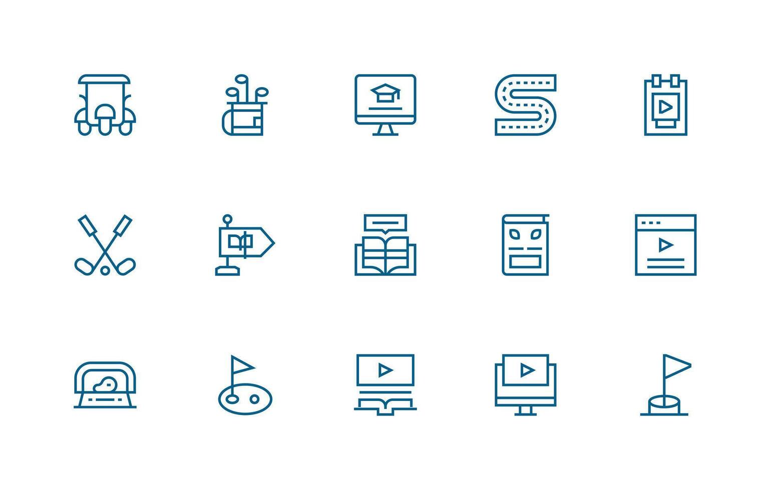 Regular Line Icons from Course Set with 15 Vectors Multi-Style Icon Collection
