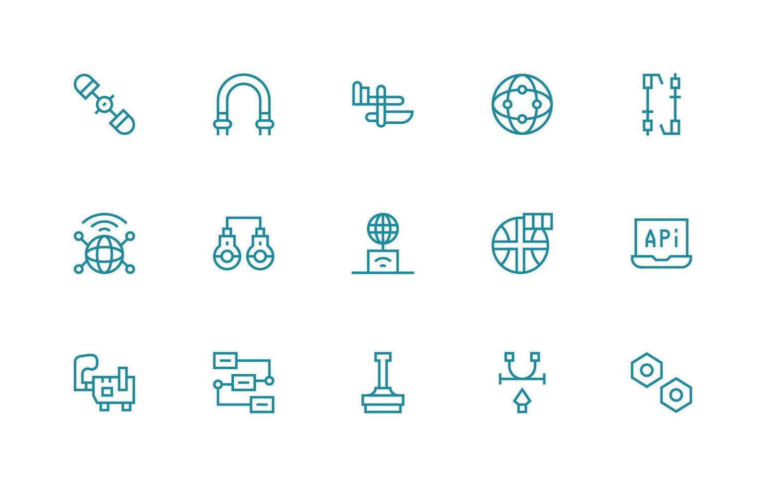 Connection Point Set with 15 Regular Line Icons Multi-Purpose Icon Set vector
