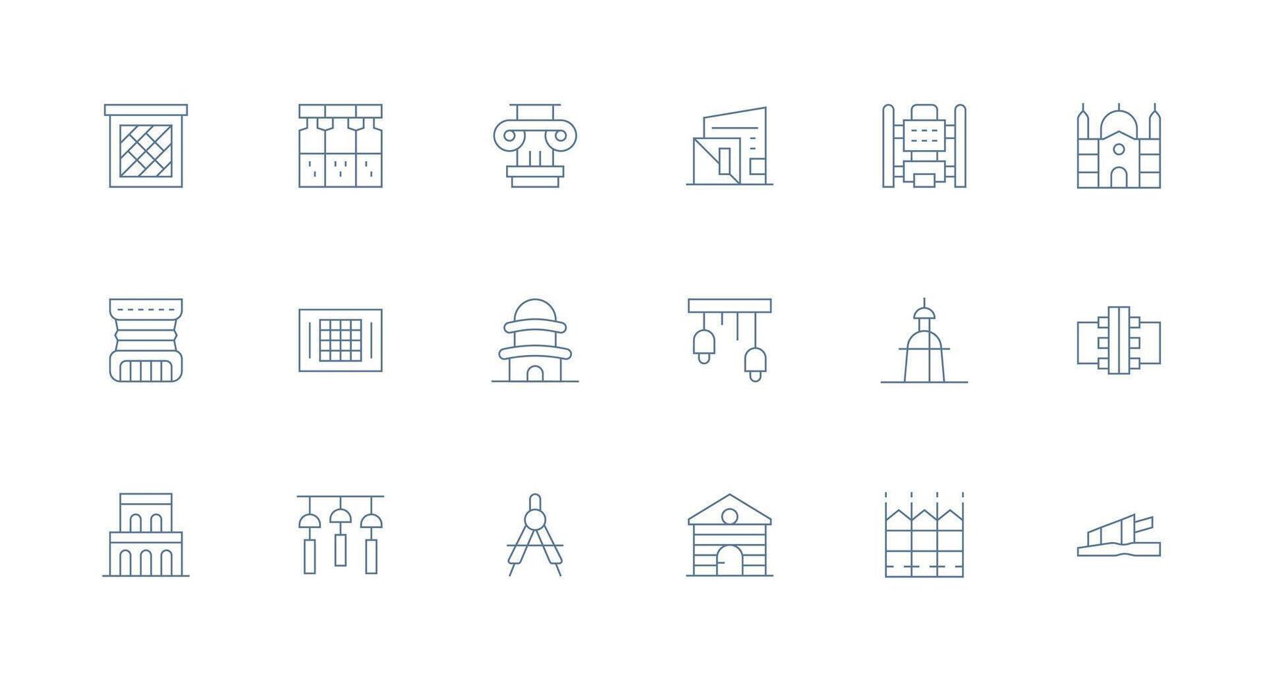 Architectural Set with 18 Minimal Line Icons Clean Icon Set Icon Pack for UI Projects vector