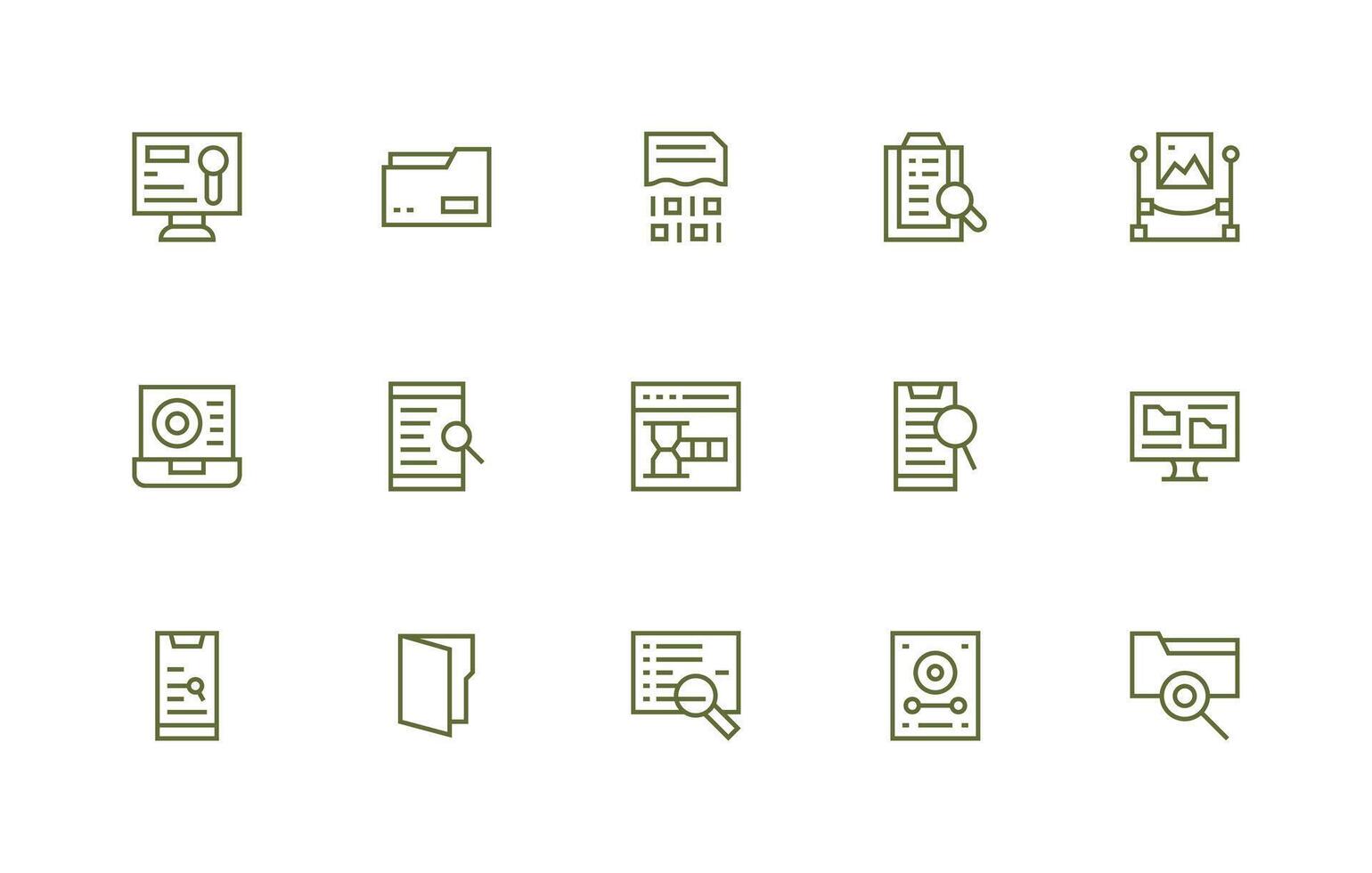 15 Regular Line Style Icons from Retrieve Collection Icon Set for Apps vector