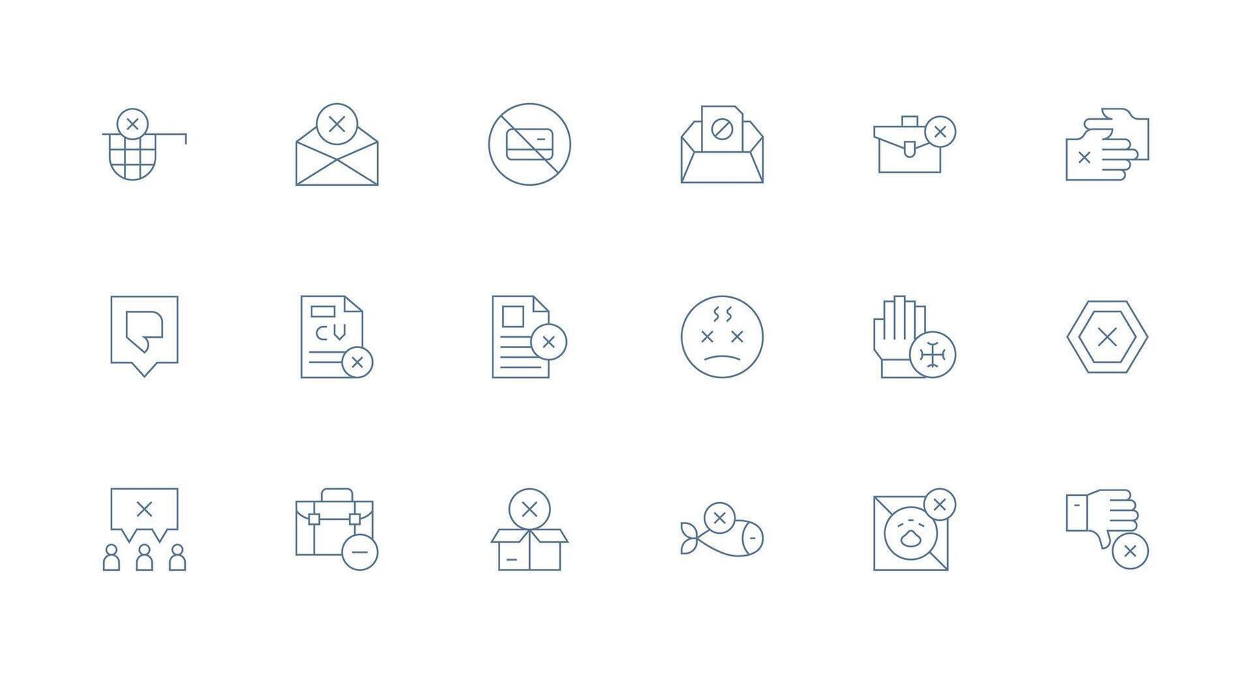 Minimal Line Icons from Not Accepted Set with 18 Vectors Flat Icon Set