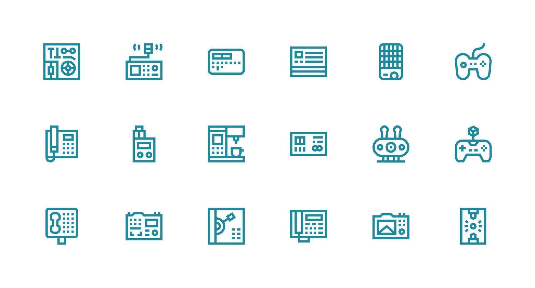 18 Strong Stroke Line Icons for Buttons Graphics Reusable Icon Set vector