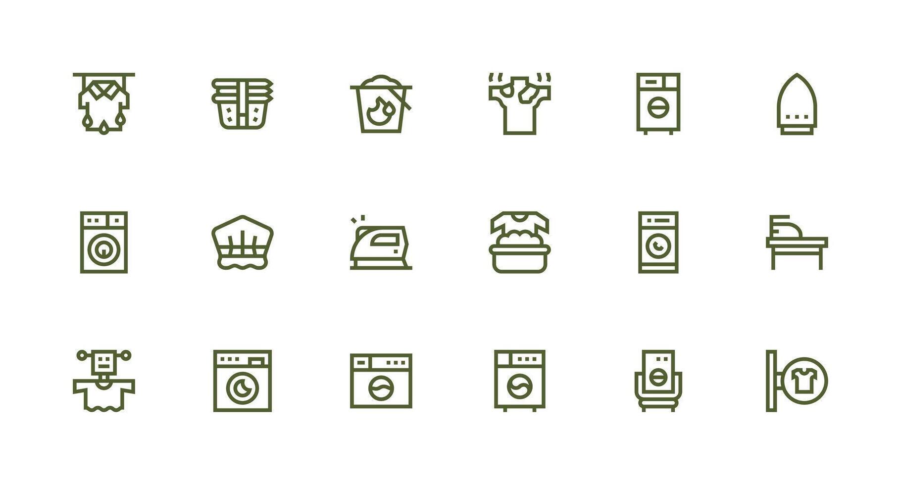 Dryer Icon Set with 18 Strong Stroke Line Graphics Lightweight Icon Series for Fast Prototypes vector